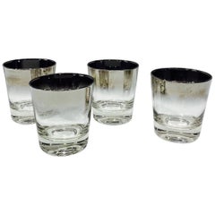 Set of Four Whiskey Glasses with Silver Overlay by Dorothy Thorpe, circa 1960s