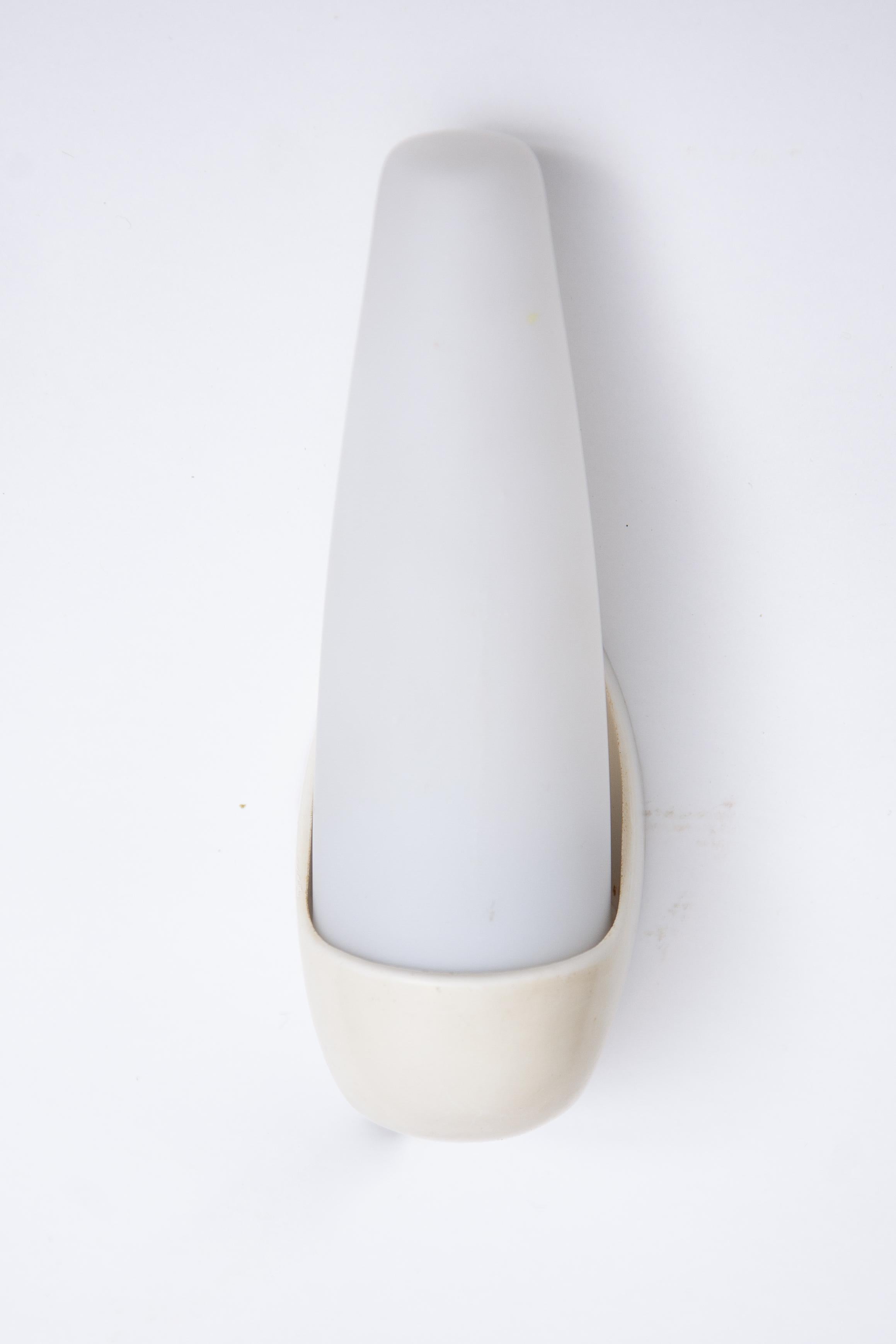 Belgian Set Of Four White Bakelite and Opal Glass Bo Niko Wall Lights  1930s For Sale