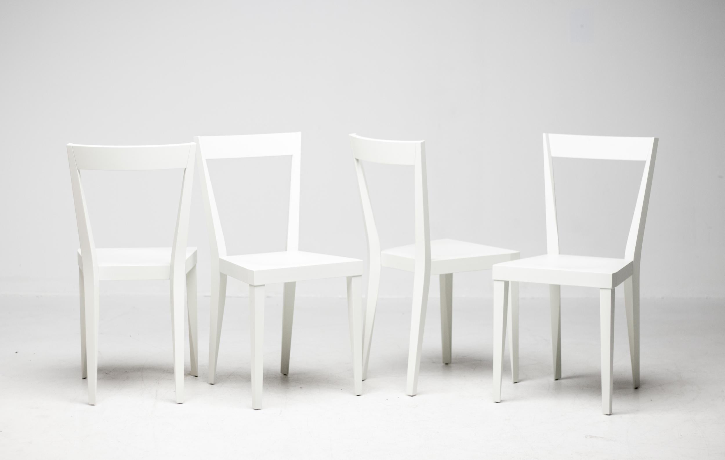 Set of Four White Gio Ponti Livia Chairs For Sale 2