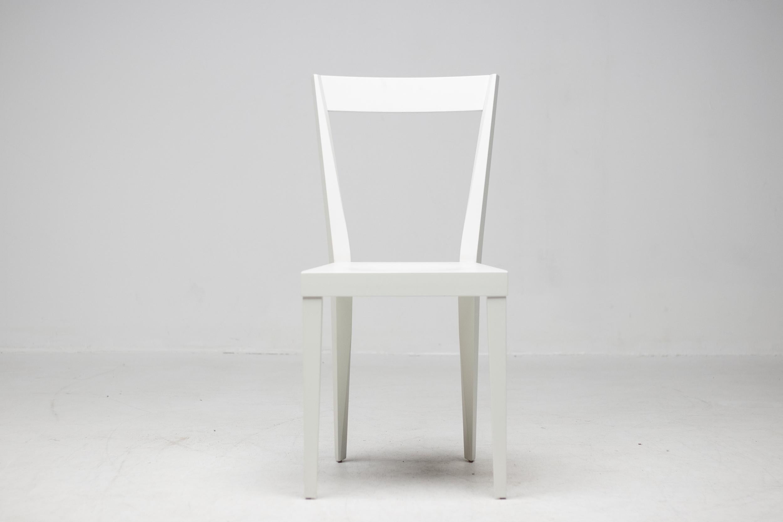 Italian Set of Four White Gio Ponti Livia Chairs For Sale