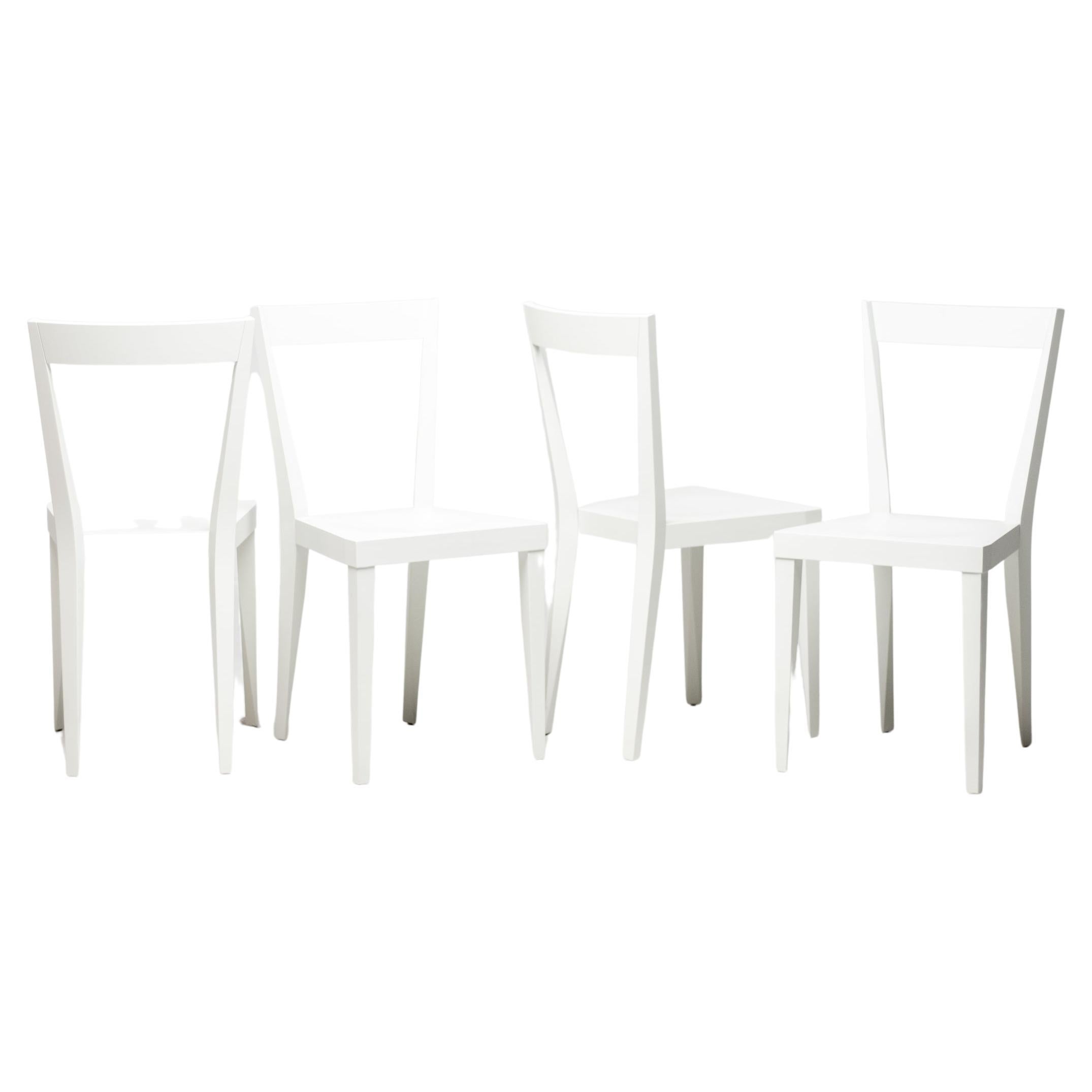 Set of Four White Gio Ponti Livia Chairs
