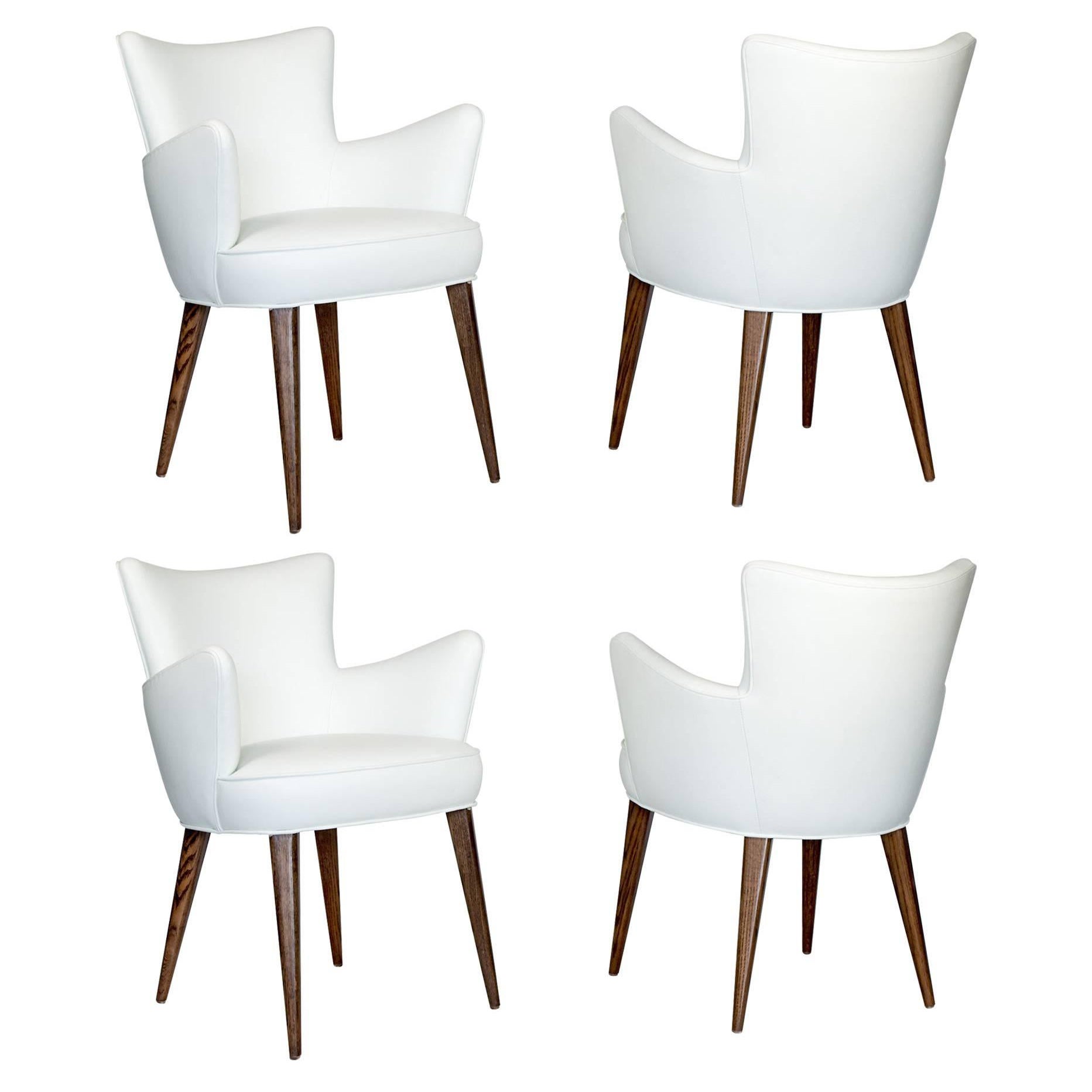 Ensemble de quatre cuirs blancs  Chaises Aube de Bourgeois Boheme Atelier en vente