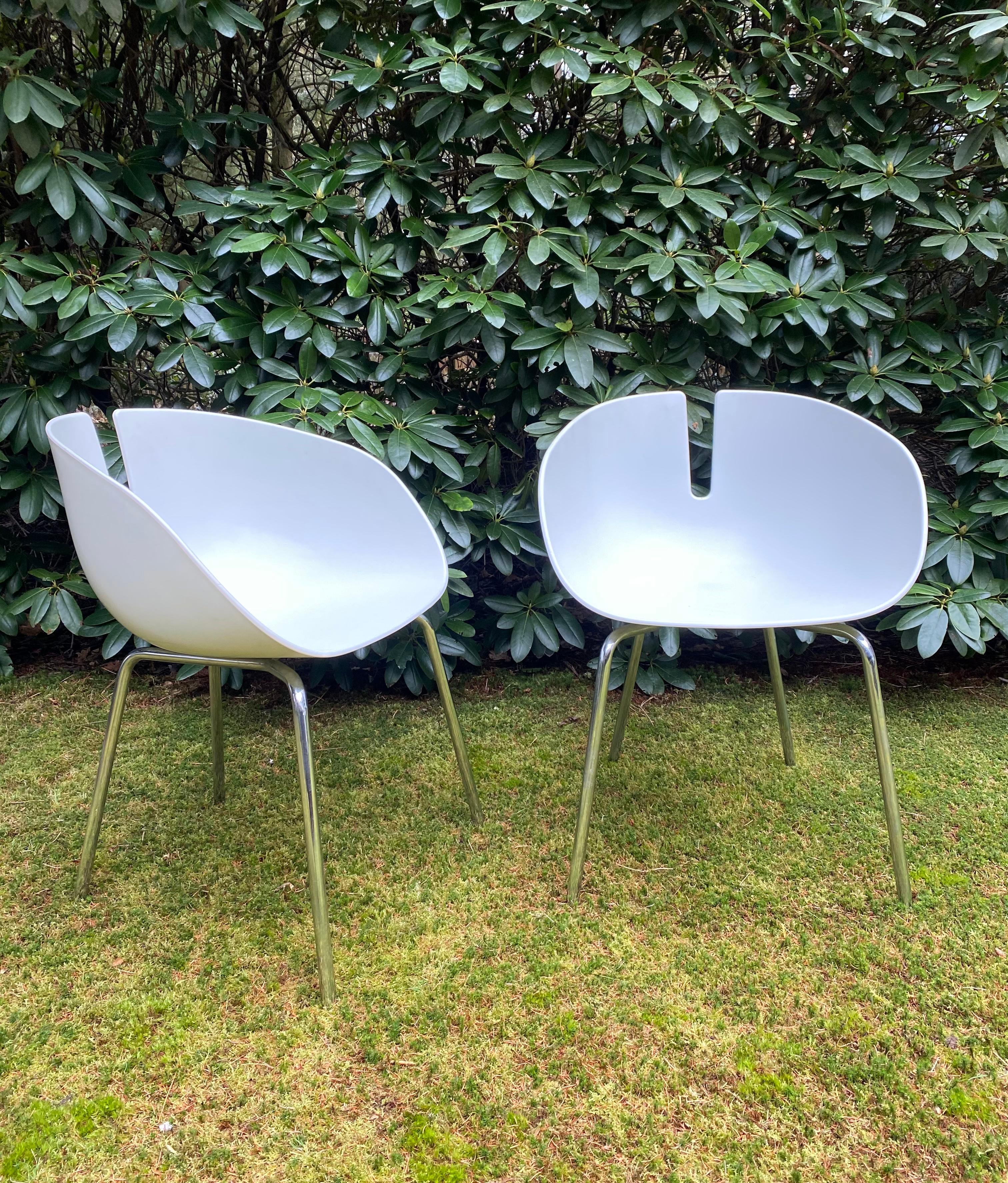 Set of Four White Moroso Chairs, Model Fjord, by Patricia Urquiola 2002 In Good Condition For Sale In Schagen, NL