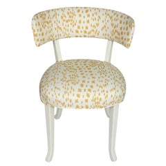 Set of Four White Painted Klismos Chairs With Yellow Les Touches Fabric