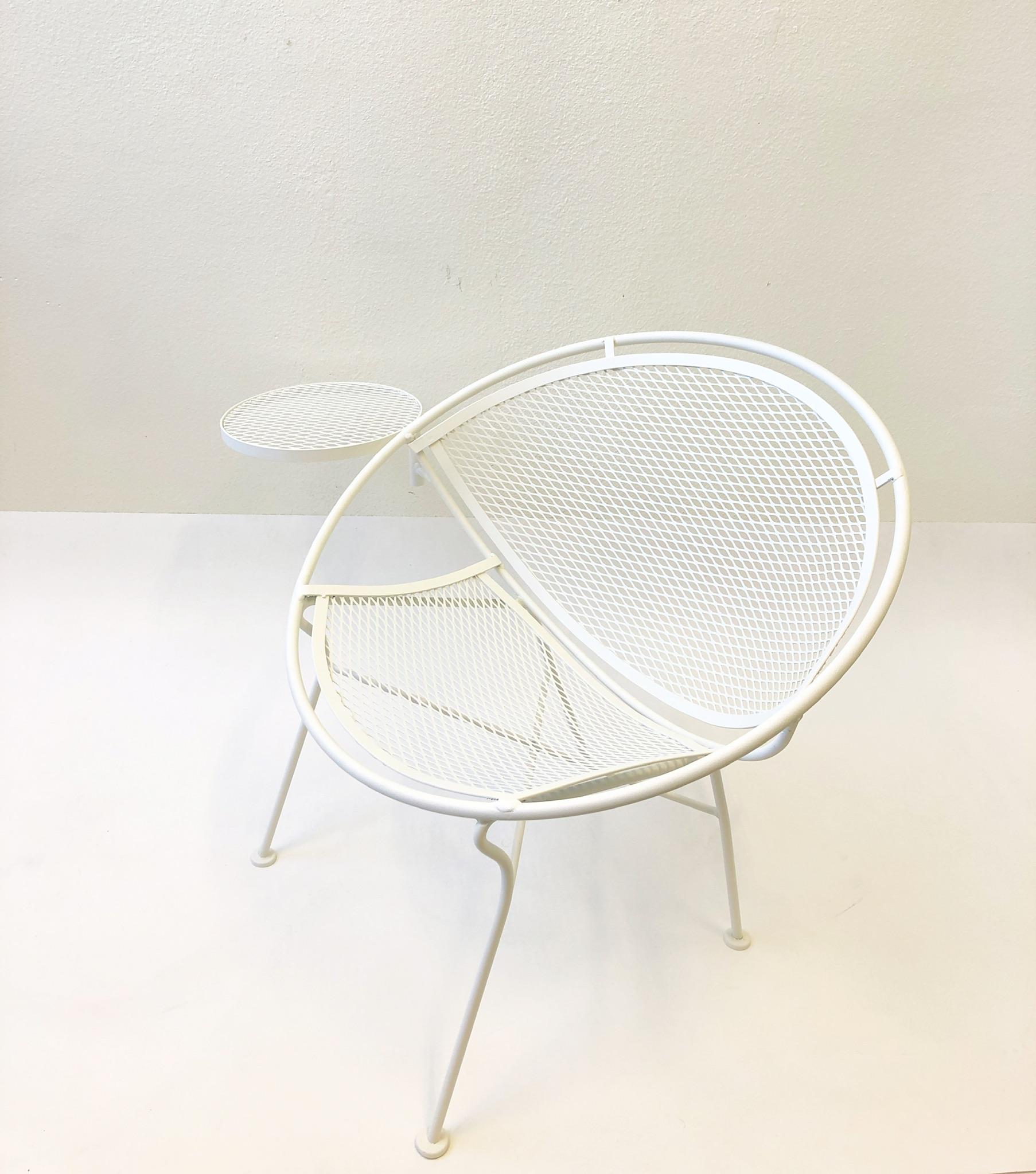 Set of Four White Powder Coated Patio Chairs by Salterini 2