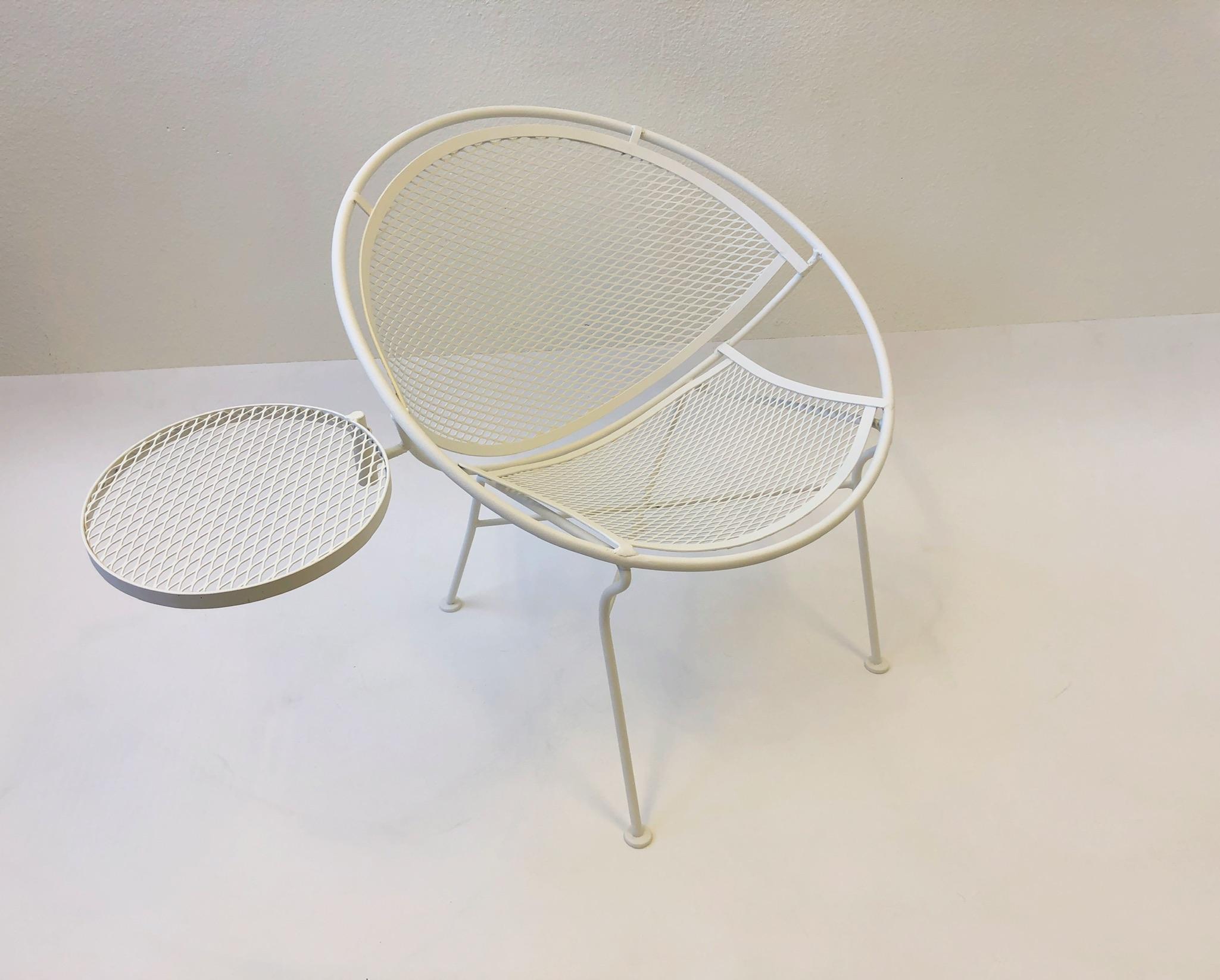 Powder-Coated Set of Four White Powder Coated Patio Chairs by Salterini