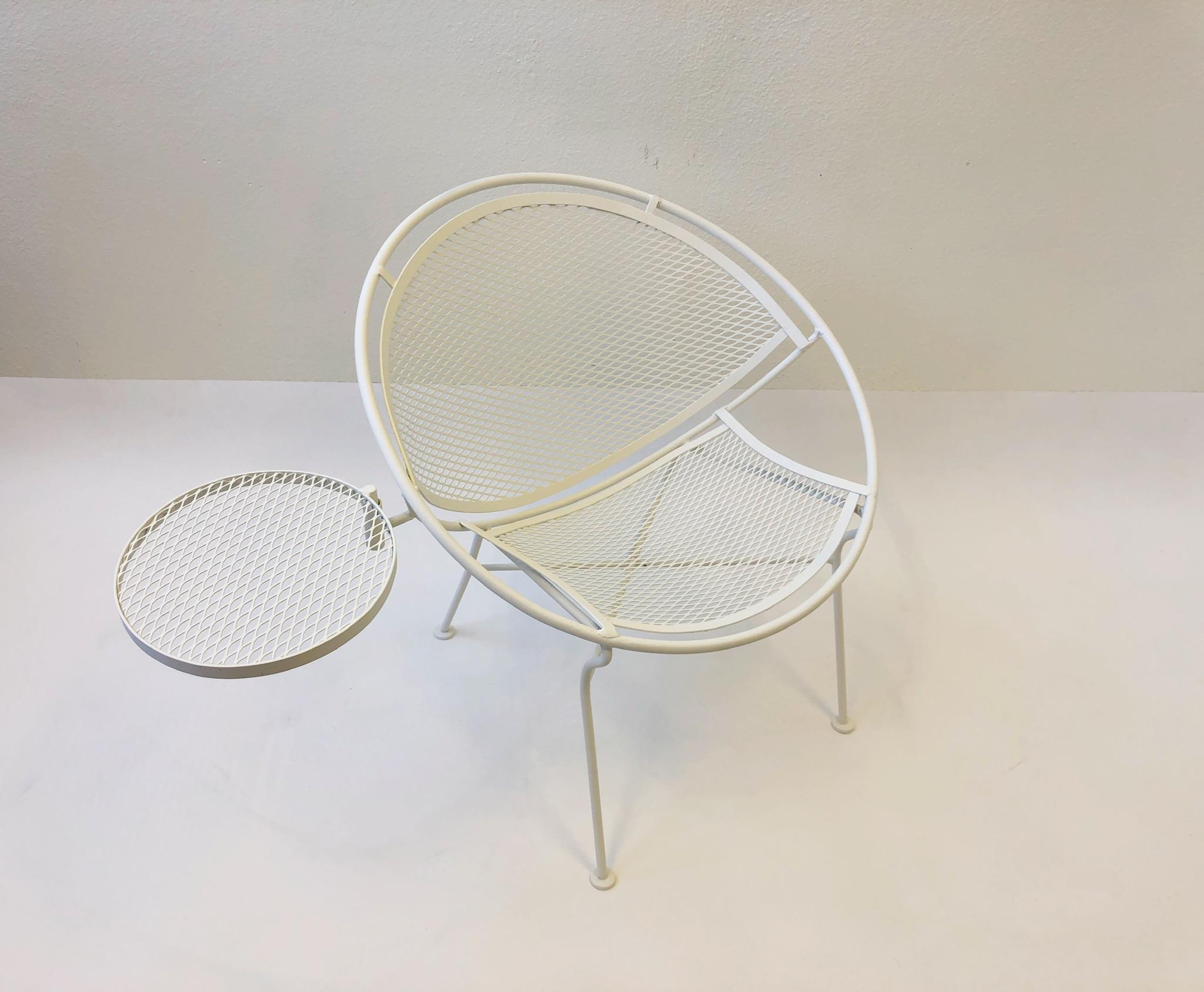 Set of Four White Powder Coated Patio Chairs by Salterini In Good Condition In Palm Springs, CA