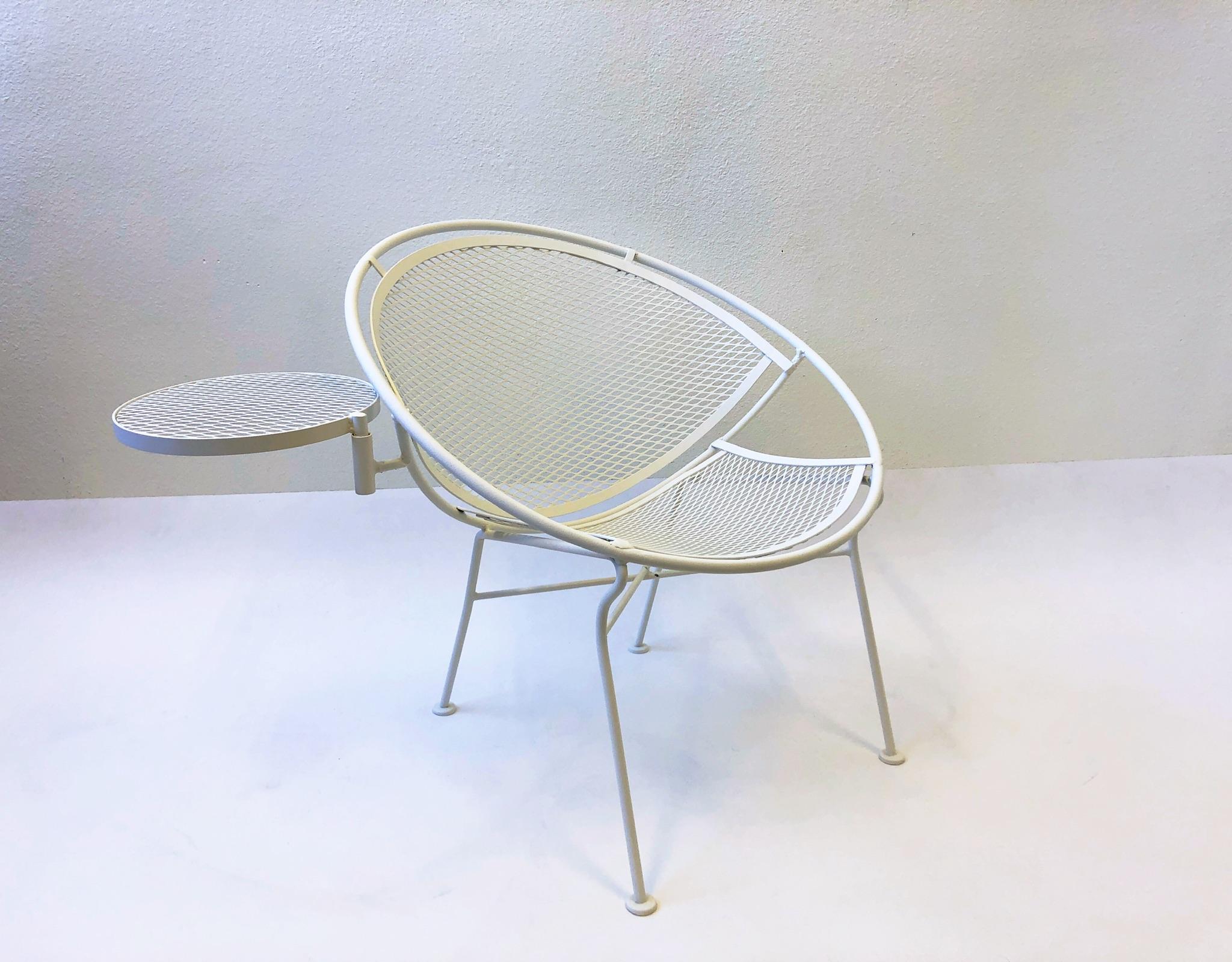 Mid-20th Century Set of Four White Powder Coated Patio Chairs by Salterini