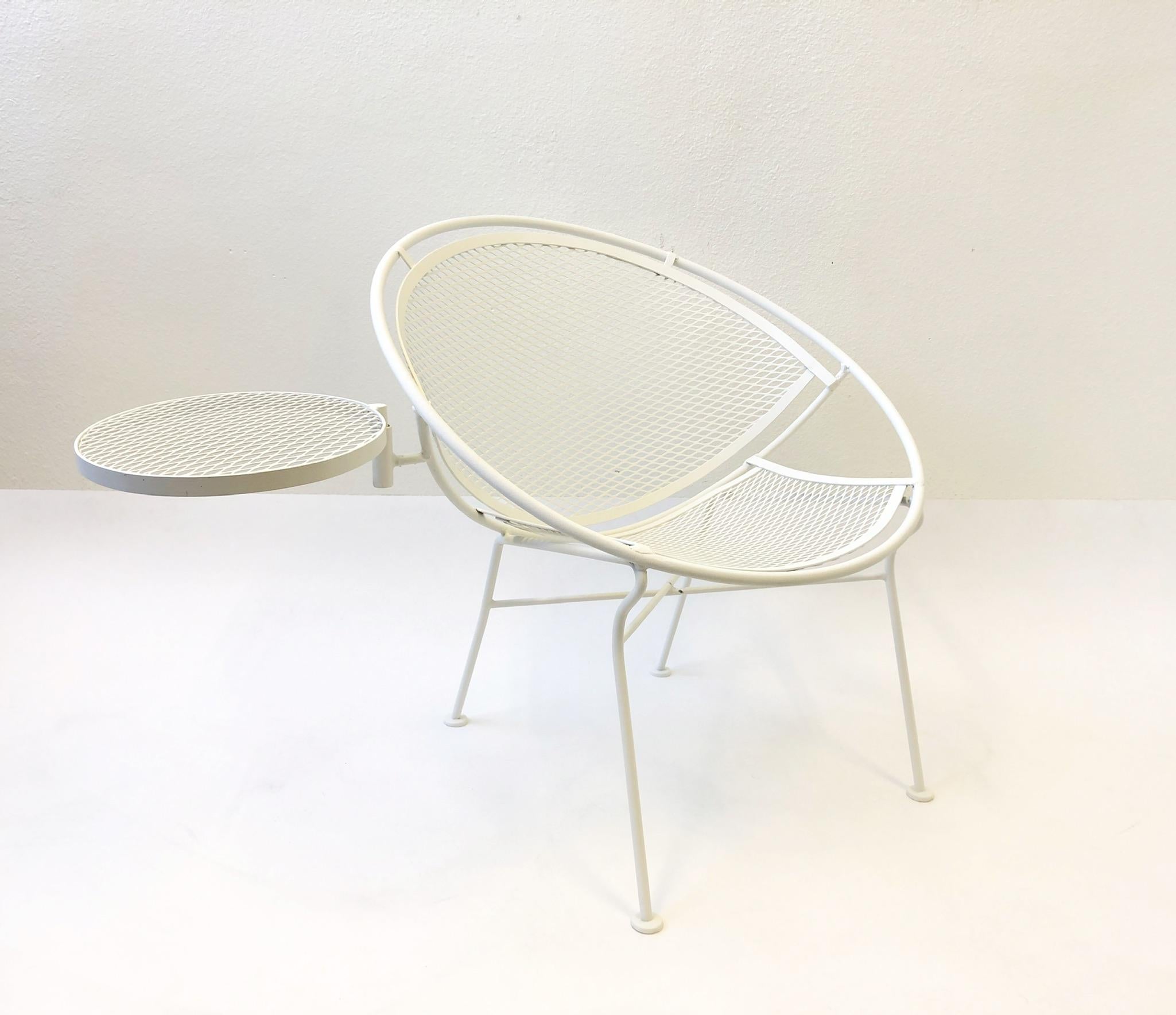 Steel Set of Four White Powder Coated Patio Chairs by Salterini