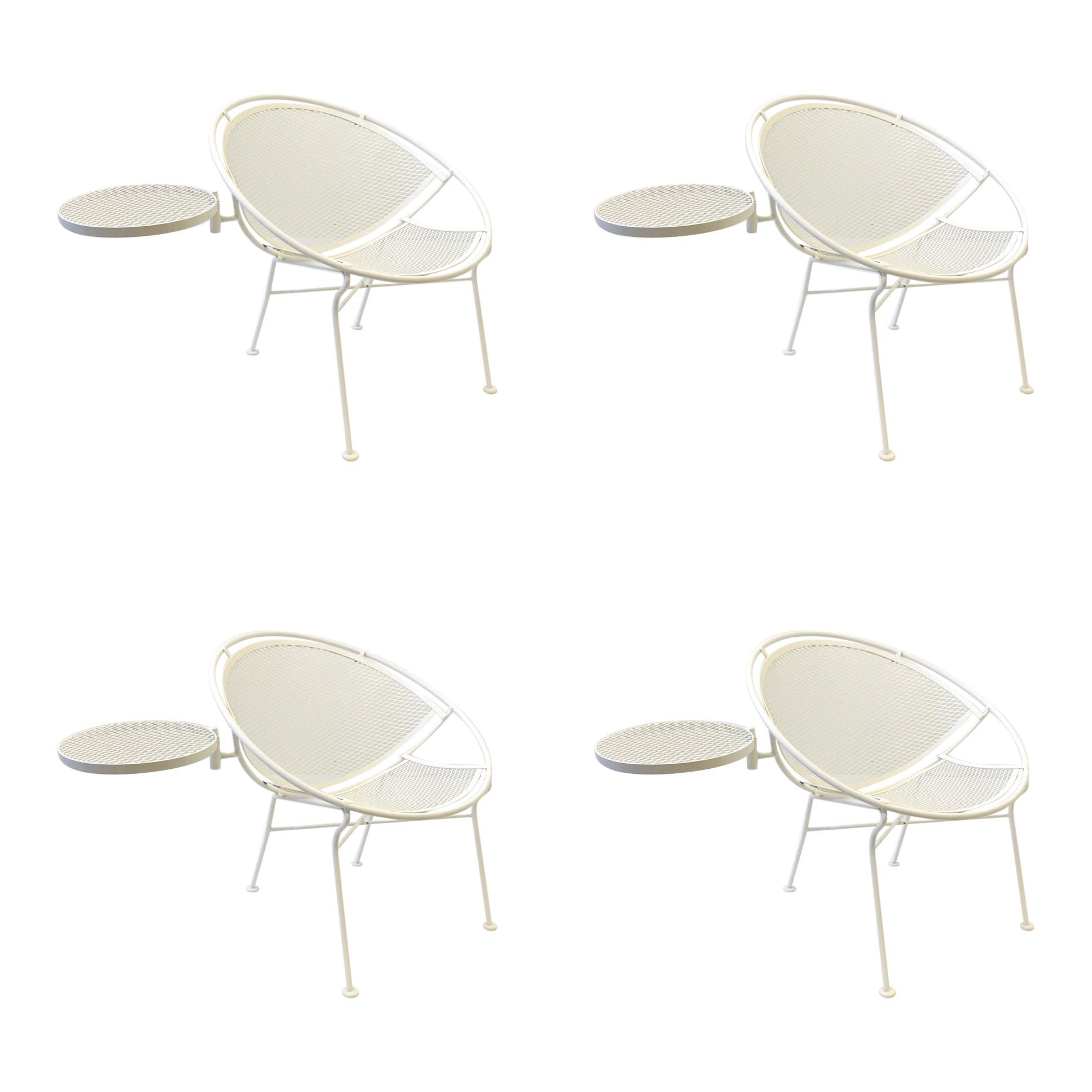 Set of Four White Powder Coated Patio Chairs by Salterini