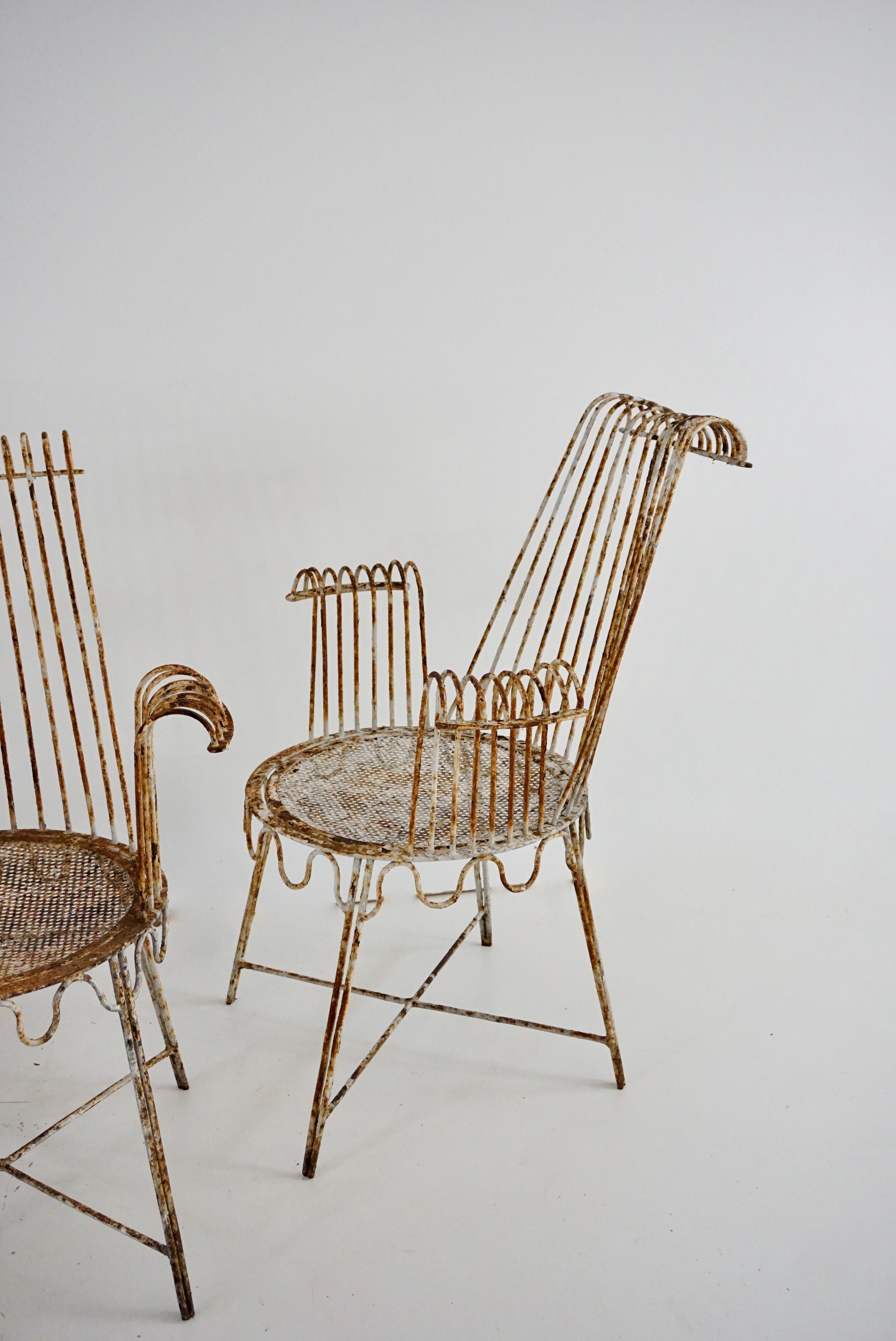 rare set of four garden armchairs designed by Mathieu Matègot and named 