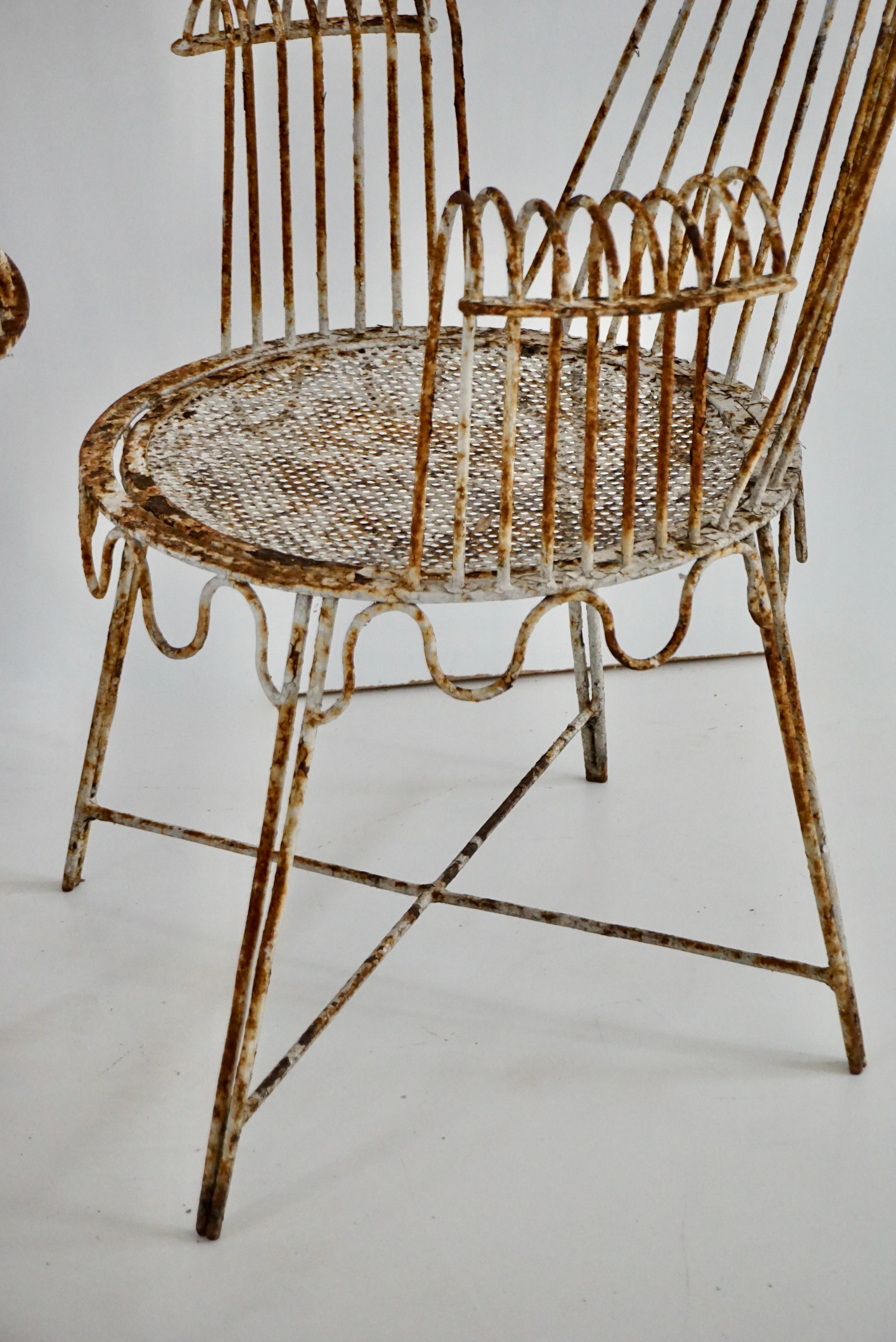 Mid-20th Century set of four white  steel armchairs 