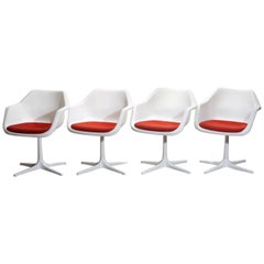 Set of Four White Swivel Chair by Robin Day for Hille, France, 1960