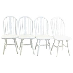 Set of Four White Windsor Chairs, circa 1960s
