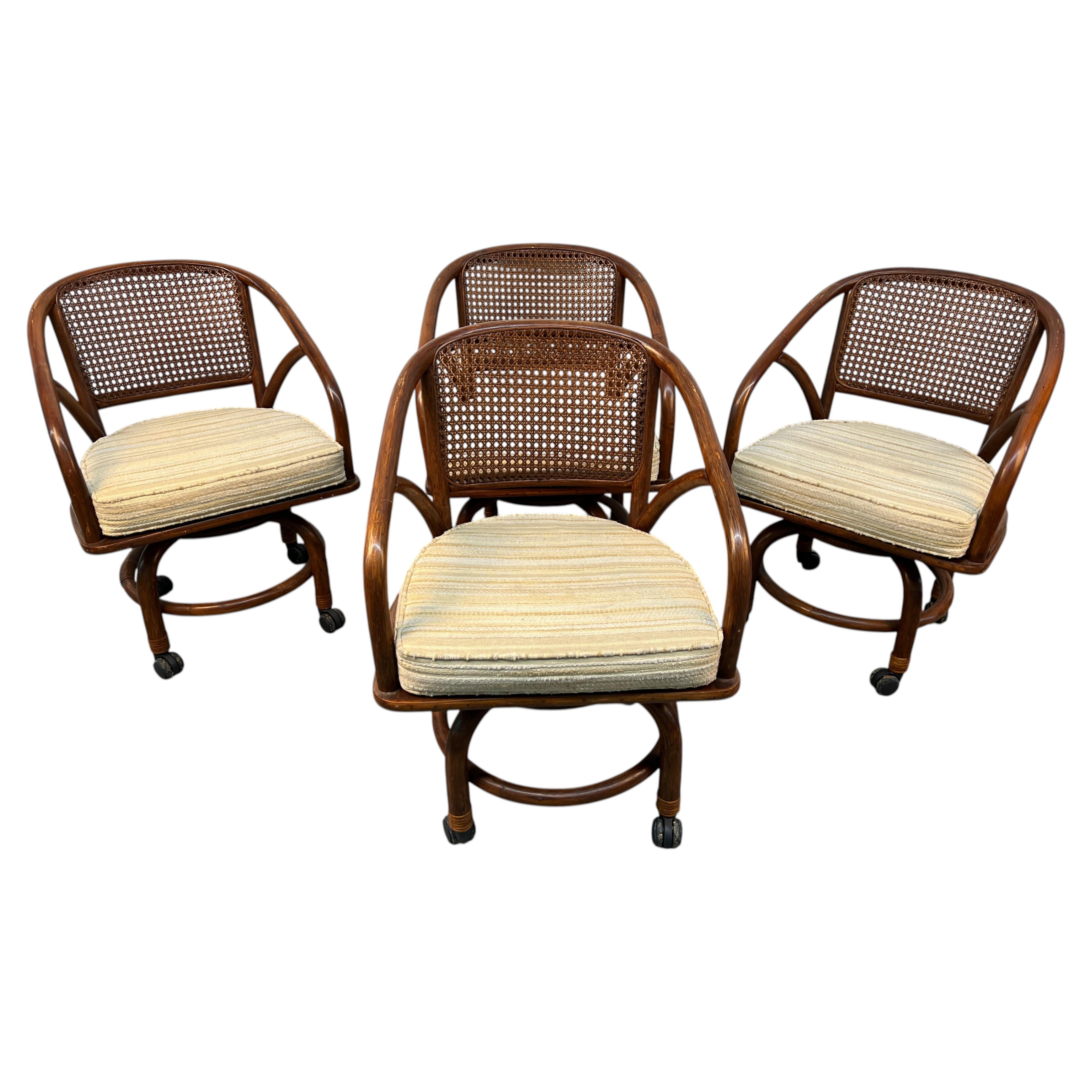 Set of Four Wicker and Rattan Dining Chairs by Clark Casual Furniture Inc.