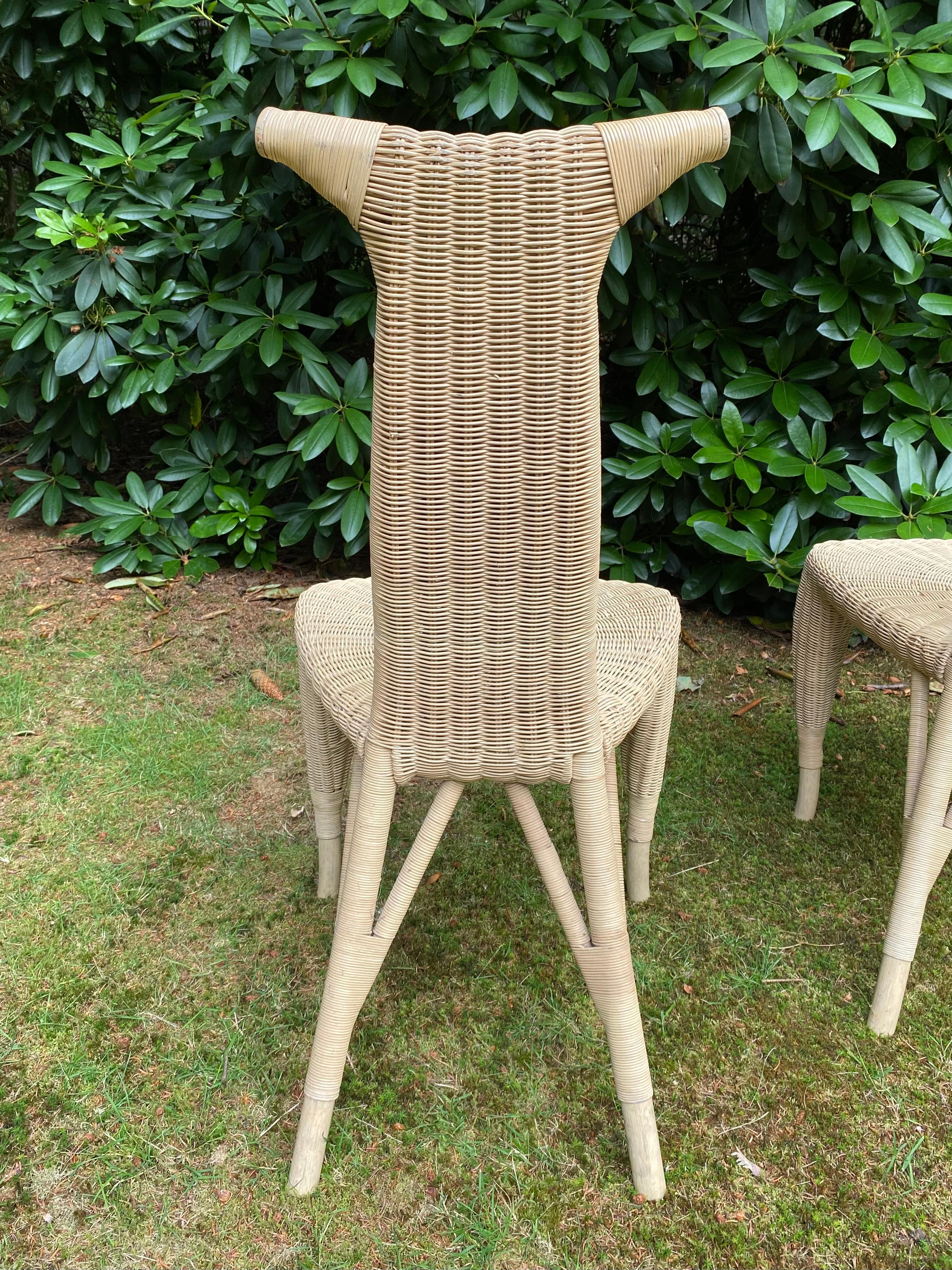 Set of Four Wicker Pierantonio Bonacina Dining Room Chairs, Model Carmen For Sale 1
