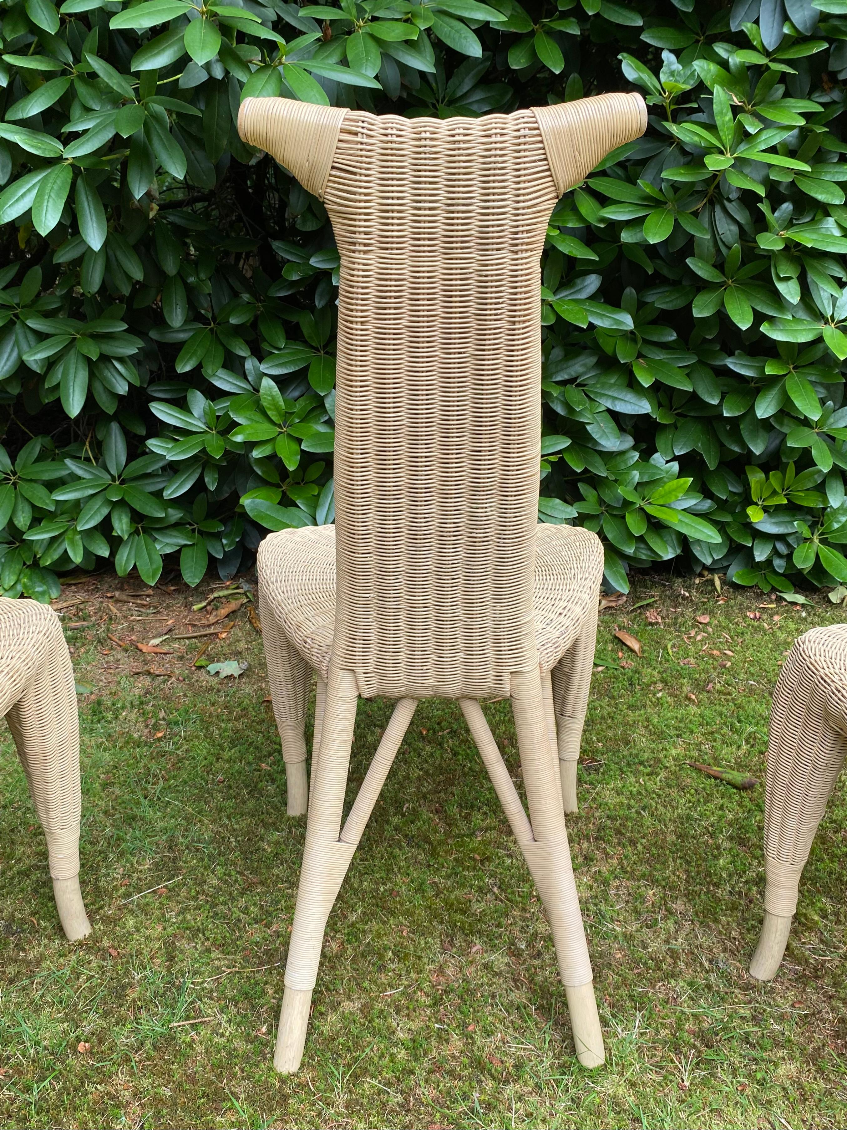 Woven Set of Four Wicker Pierantonio Bonacina Dining Room Chairs, Model Carmen For Sale