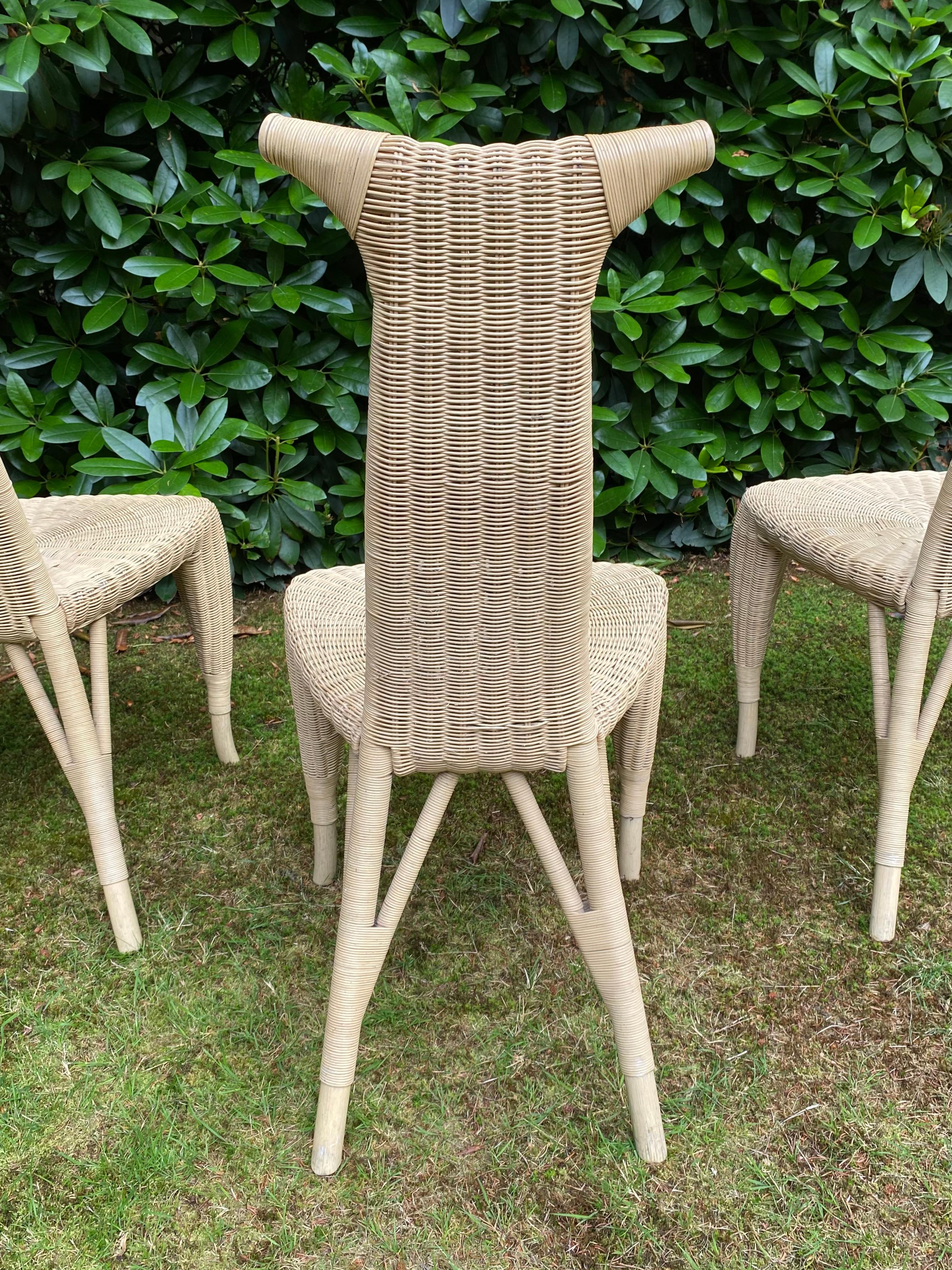 Set of Four Wicker Pierantonio Bonacina Dining Room Chairs, Model Carmen In Good Condition For Sale In Schagen, NL