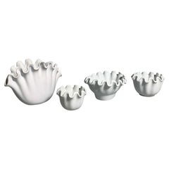 Set of Four Wilhelm Kage Vaga Bowls Gustavsberg Carrara Glaze Stoneware Sweden