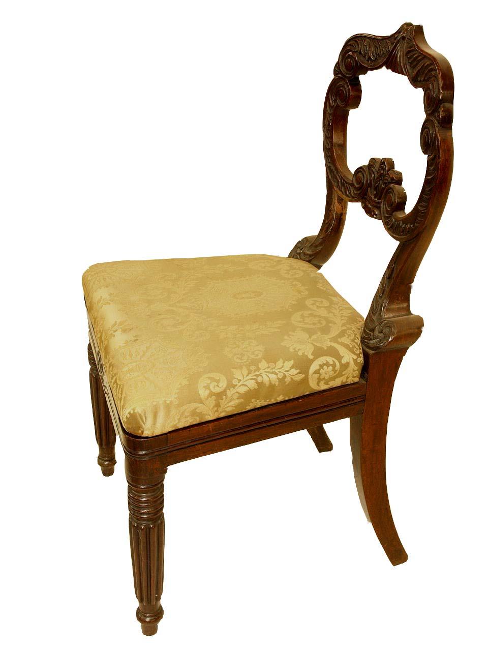 William IV Set of Four William 4th Carved Rosewood Side Chairs For Sale