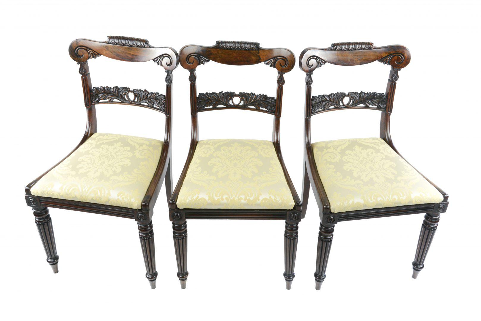 British Set of Four William IV Rosewood Library Chairs Attributed to Gillows