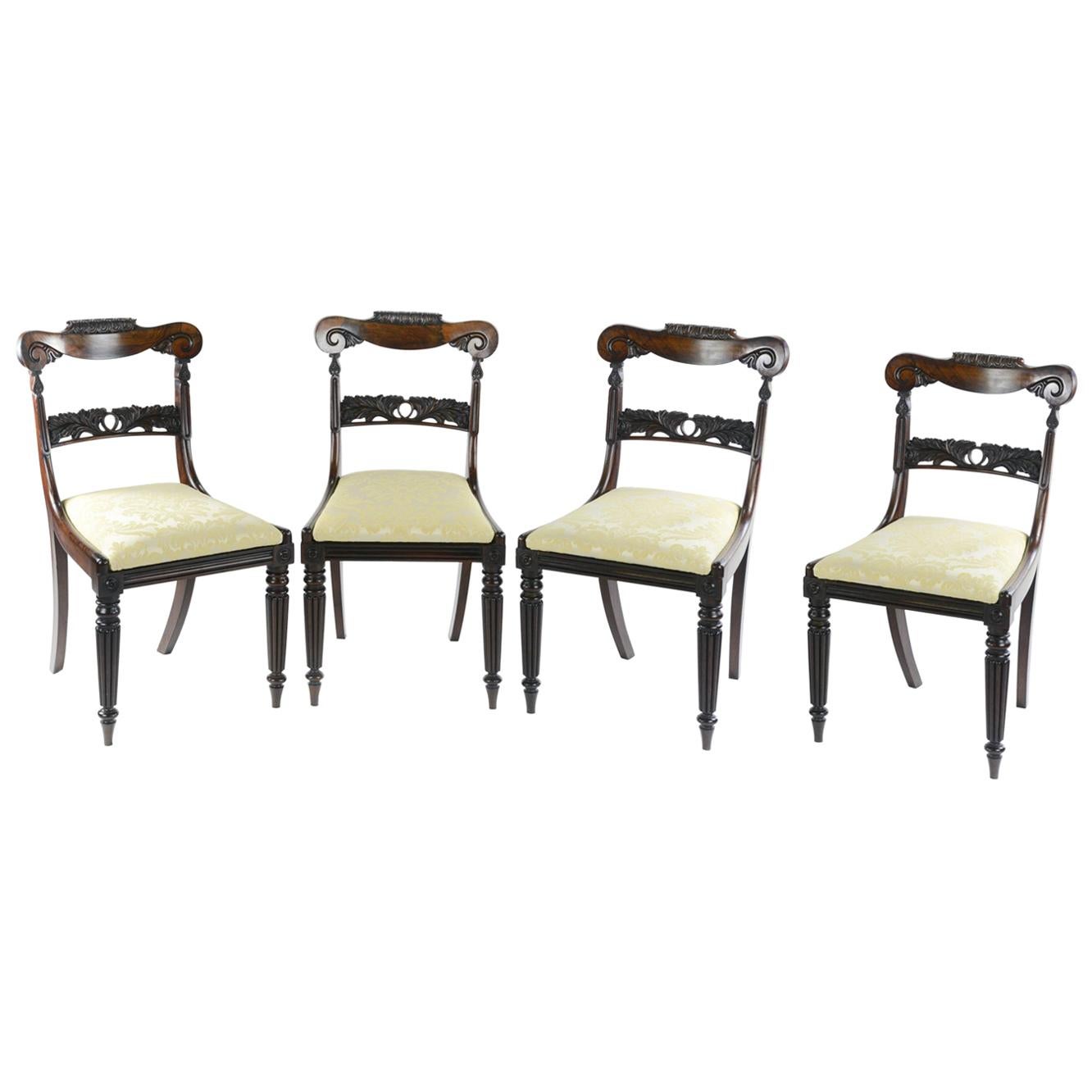 Set of Four William IV Rosewood Library Chairs Attributed to Gillows