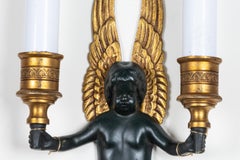 Set of Four Winged Putti Empire Sconces, French 20th Century
