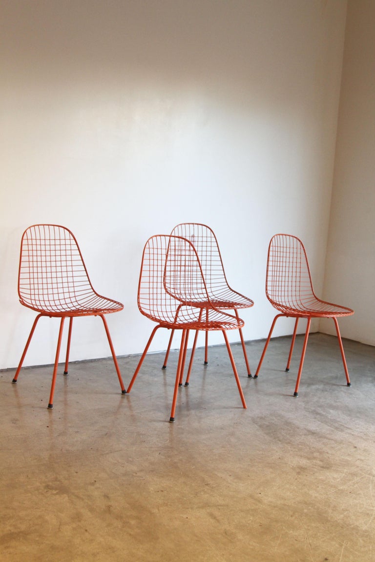 Set of Four Wire Chair DKX 5 by Ray and Charles Eames Designed in 1951