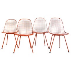 Set of Four Wire Chair DKX 5 by Ray & Charles Eames Designed in 1951