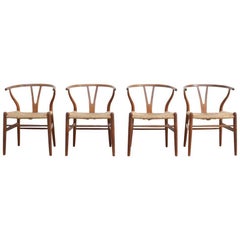 Set of Four Wishbone Chairs by Hans J. Wegner for Carl Hansen