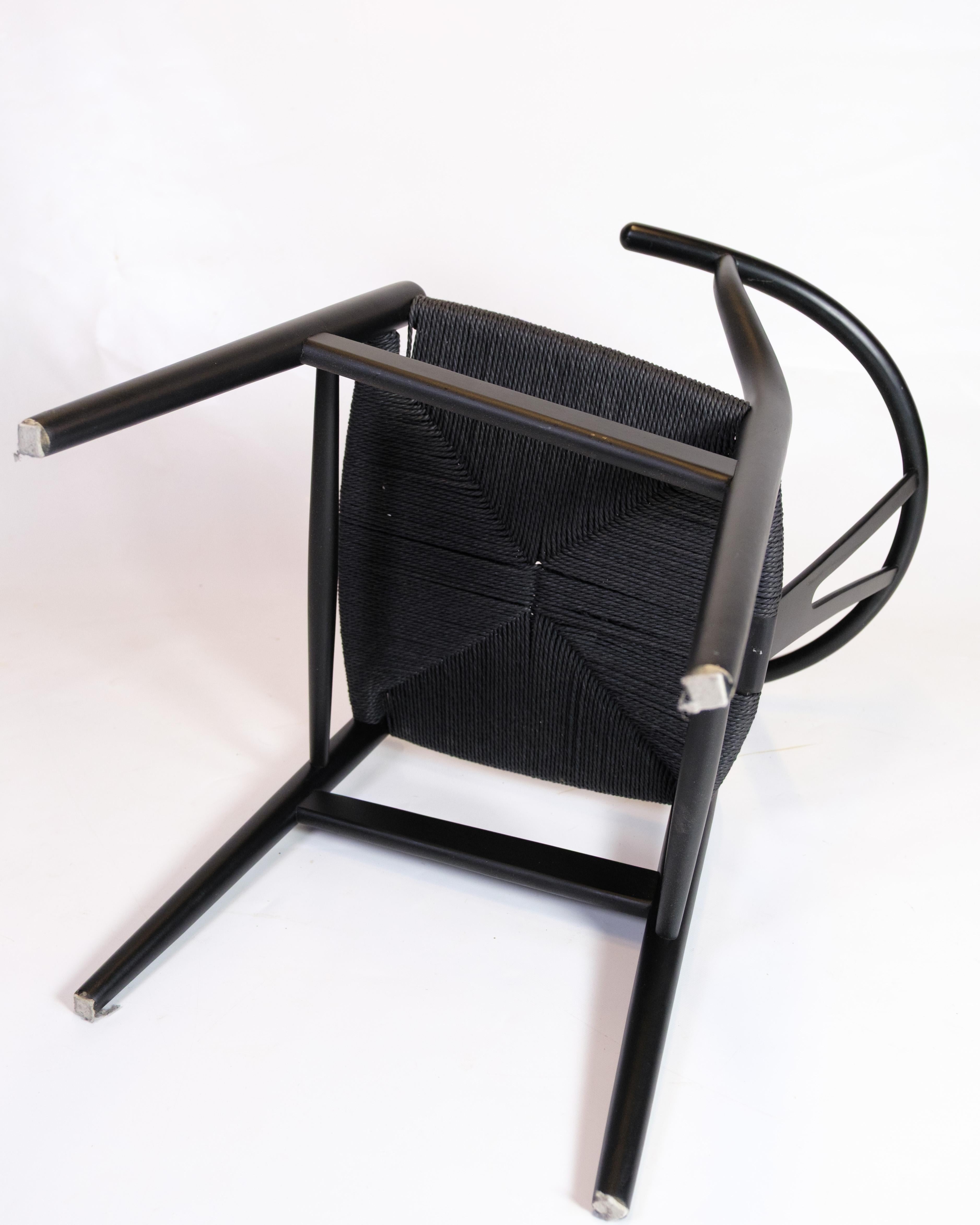 Set di quattro sedie Wishbone modello CH24 in nero di Hans J. Wegner in vendita 5