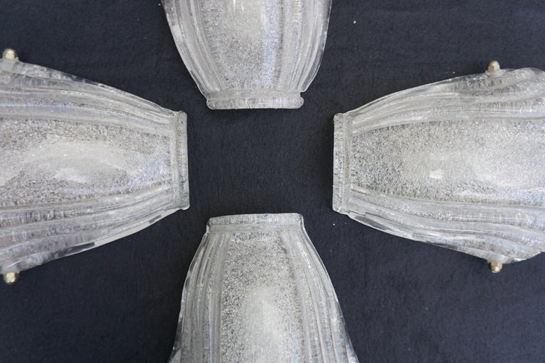 Set of Four Wonderful Vintage Murano Glass Leaf Wall Lights For Sale 1