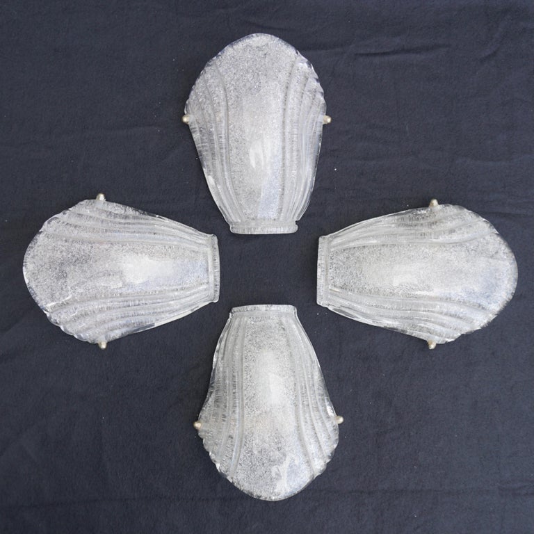 Set of Four Wonderful Vintage Murano Glass Leaf Wall Lights For Sale 2