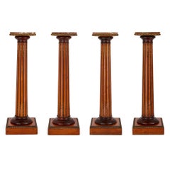 Set of Four Wood, Marble, and Gilt Bronze Columns