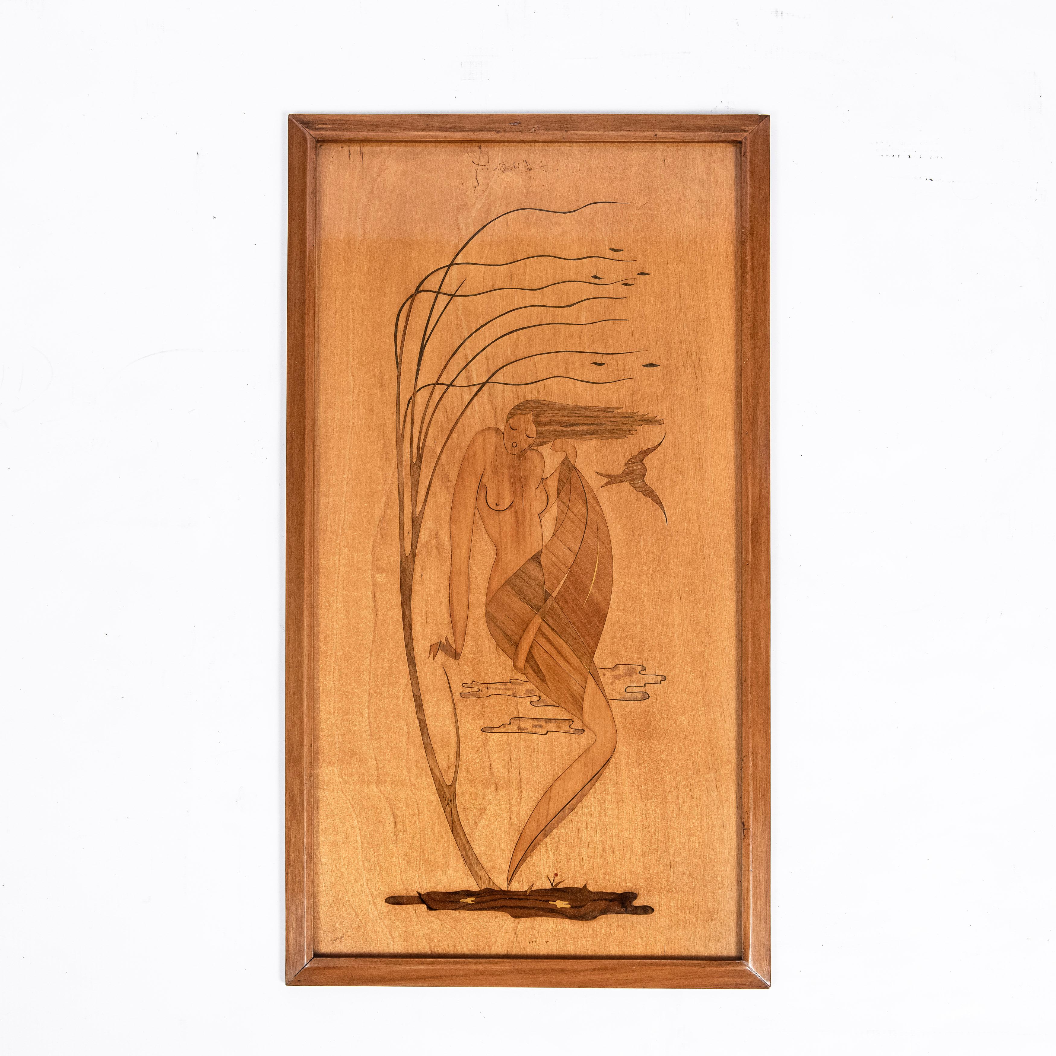 Marqueterie Set di quattro targhe in Wood con intarsio, 