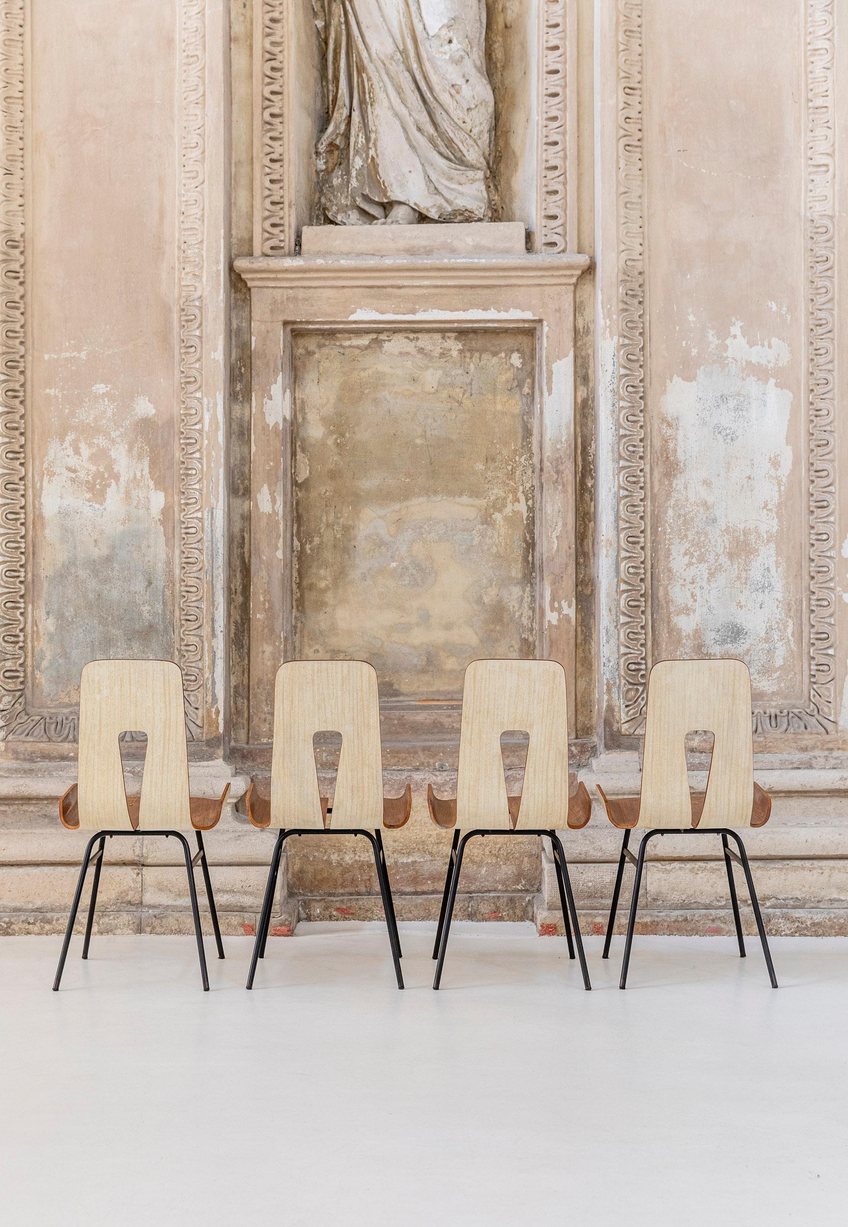 Set of Four Wooden Chairs by Carlo Ratti 6