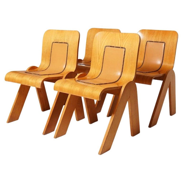 Set of Four Wooden Chairs by Mario Sabot at 1stDibs