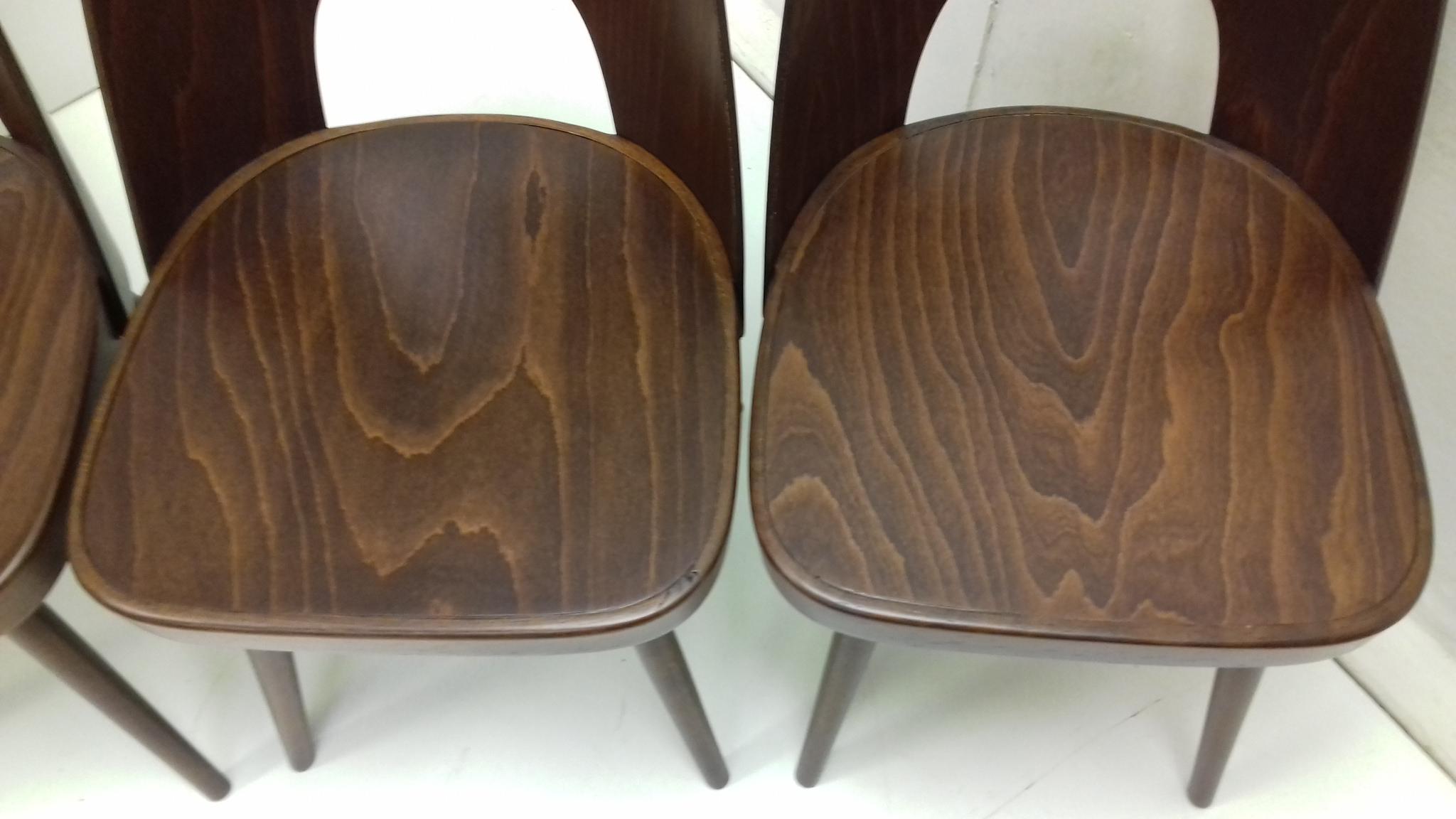 Set of Four Wooden Chairs Designed by Oswald Haerdtl, 1950s In Good Condition For Sale In Praha, CZ
