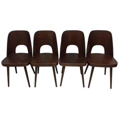 Retro Set of Four Wooden Chairs Designed by Oswald Haerdtl, 1950s