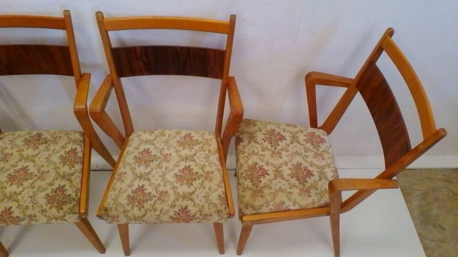 Set of Four Wooden Chairs JI-350 with New Upholstery, 1965 In Good Condition For Sale In Praha, CZ