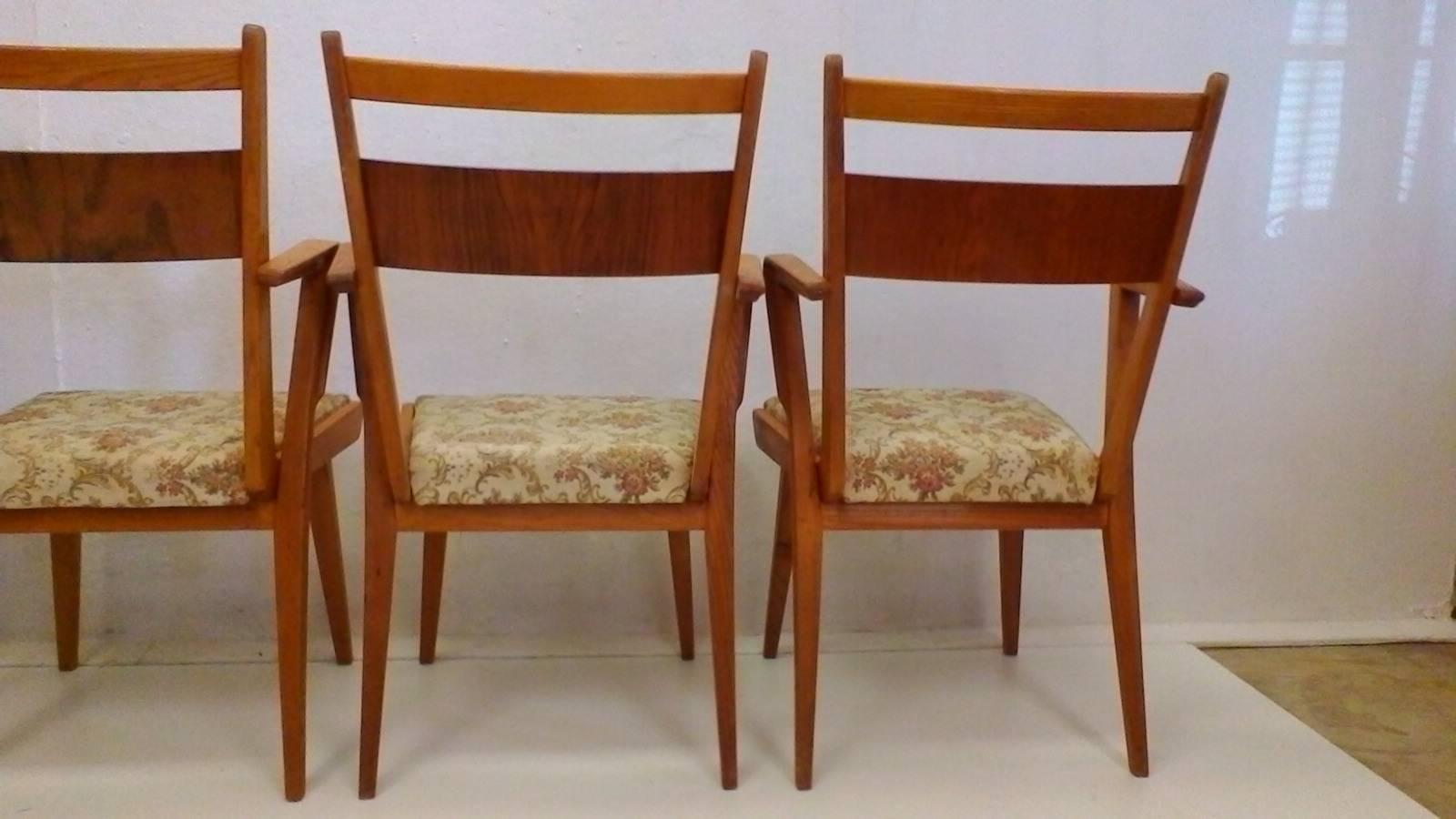 Ash Set of Four Wooden Chairs JI-350 with New Upholstery, 1965 For Sale