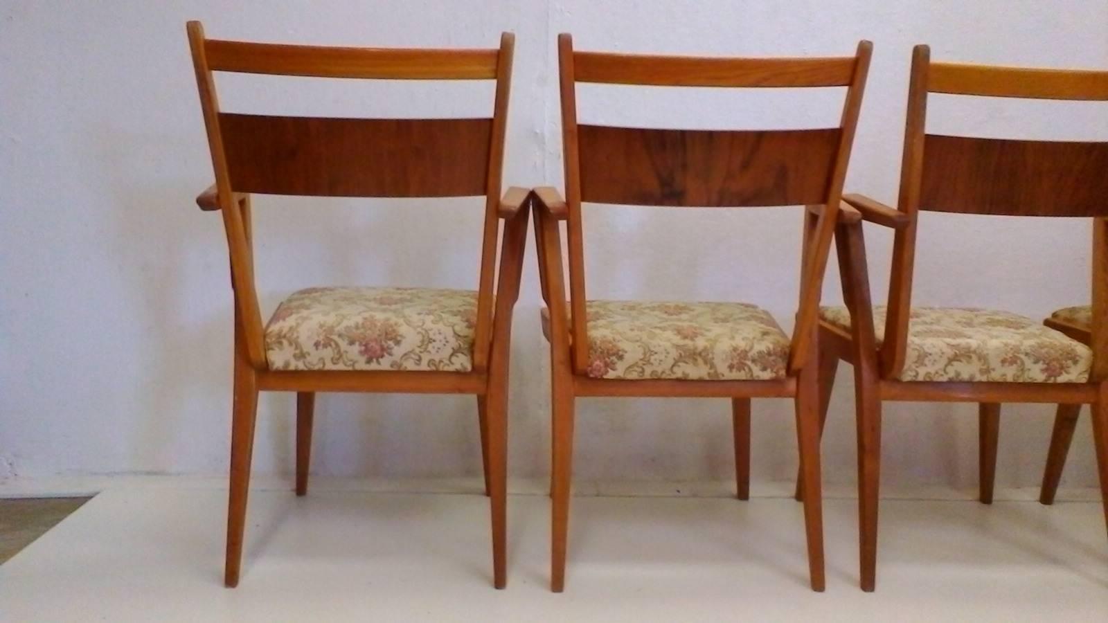 Set of Four Wooden Chairs JI-350 with New Upholstery, 1965 For Sale 1