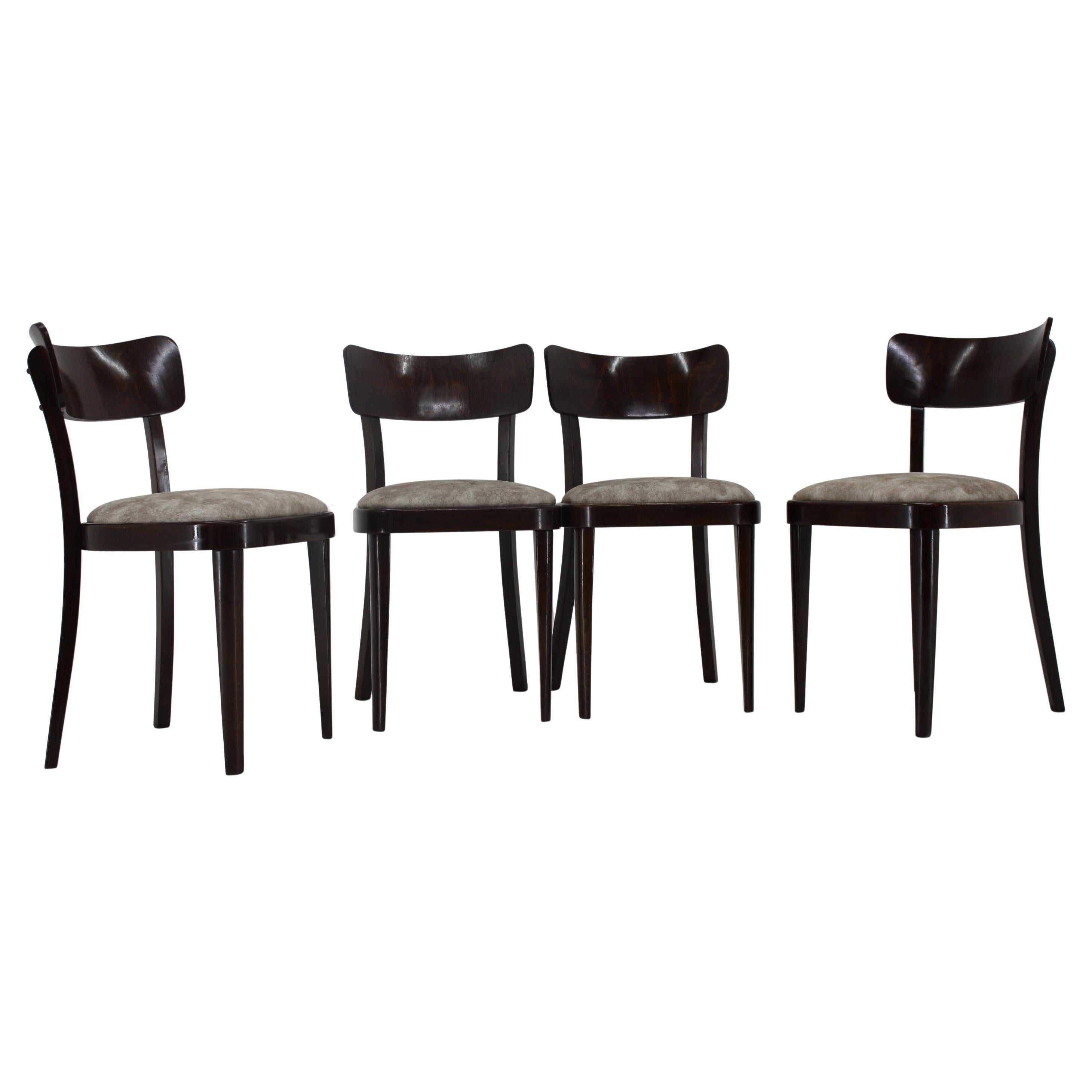 Set of Four Wooden Chairs, Thonet, 1950s