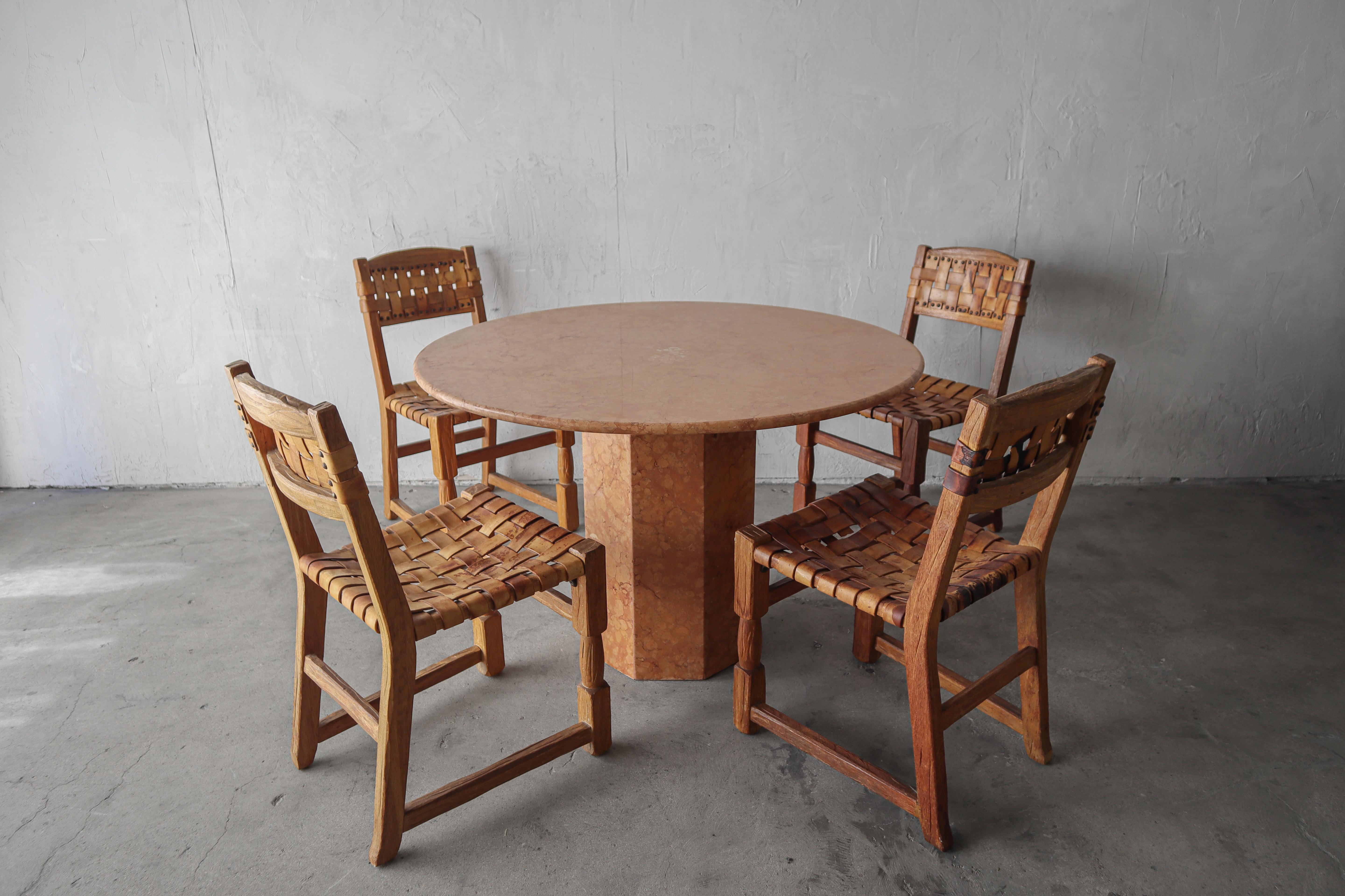 20th Century Set of Four Woven Leather Dining Chairs For Sale