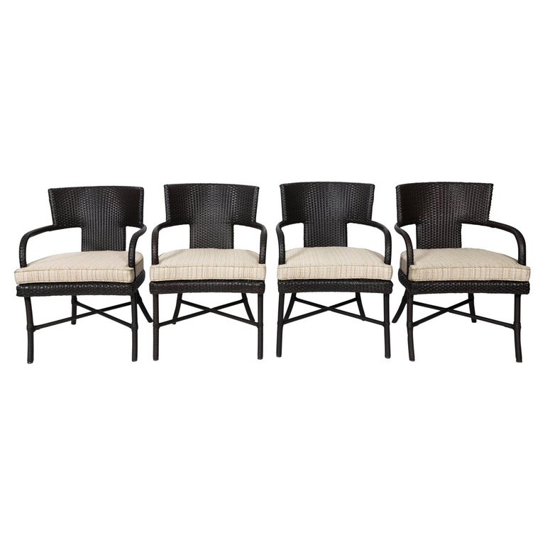 Set of Four Woven Outdoor Chairs For Sale at 1stdibs