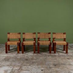 Set di quattro sedie in teak di Mini Boga per Taaru, corda intrecciata, India