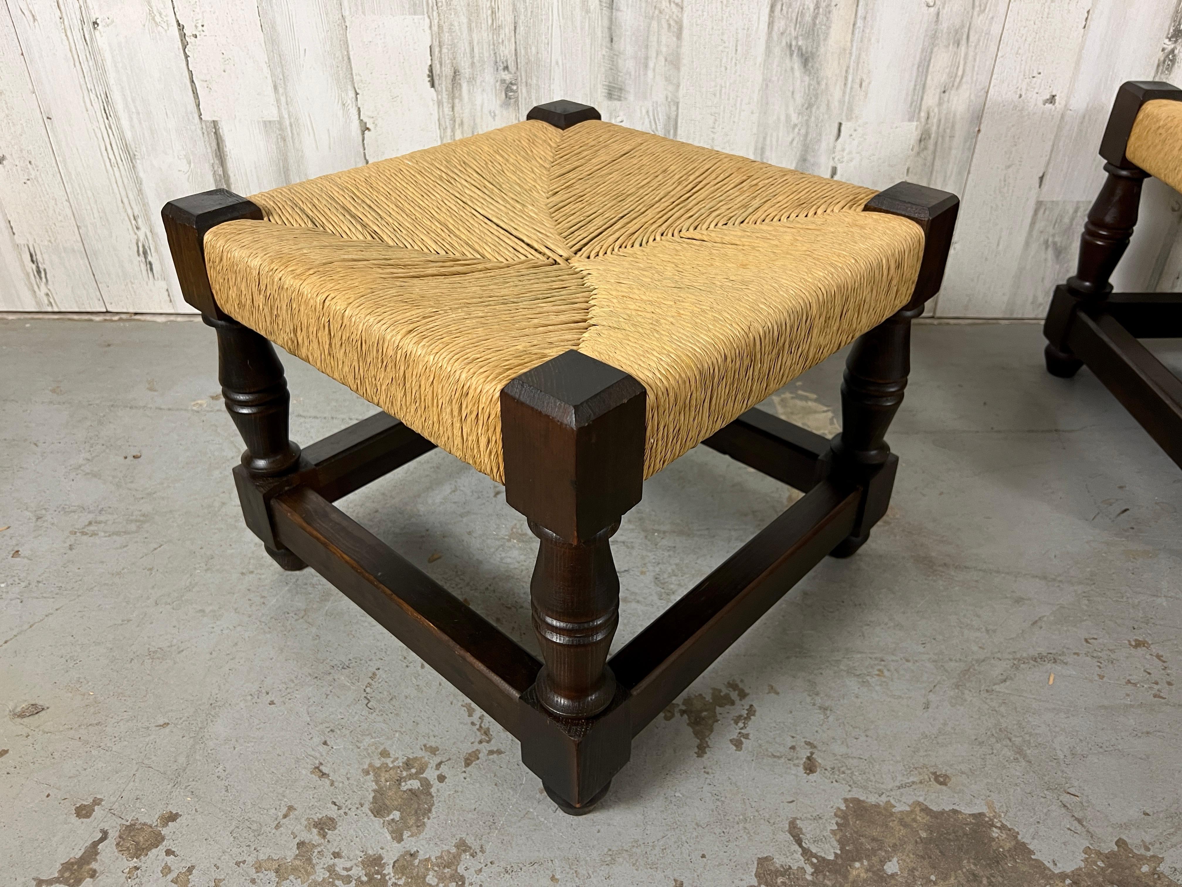 Set of four Woven Rush Stools  For Sale 8