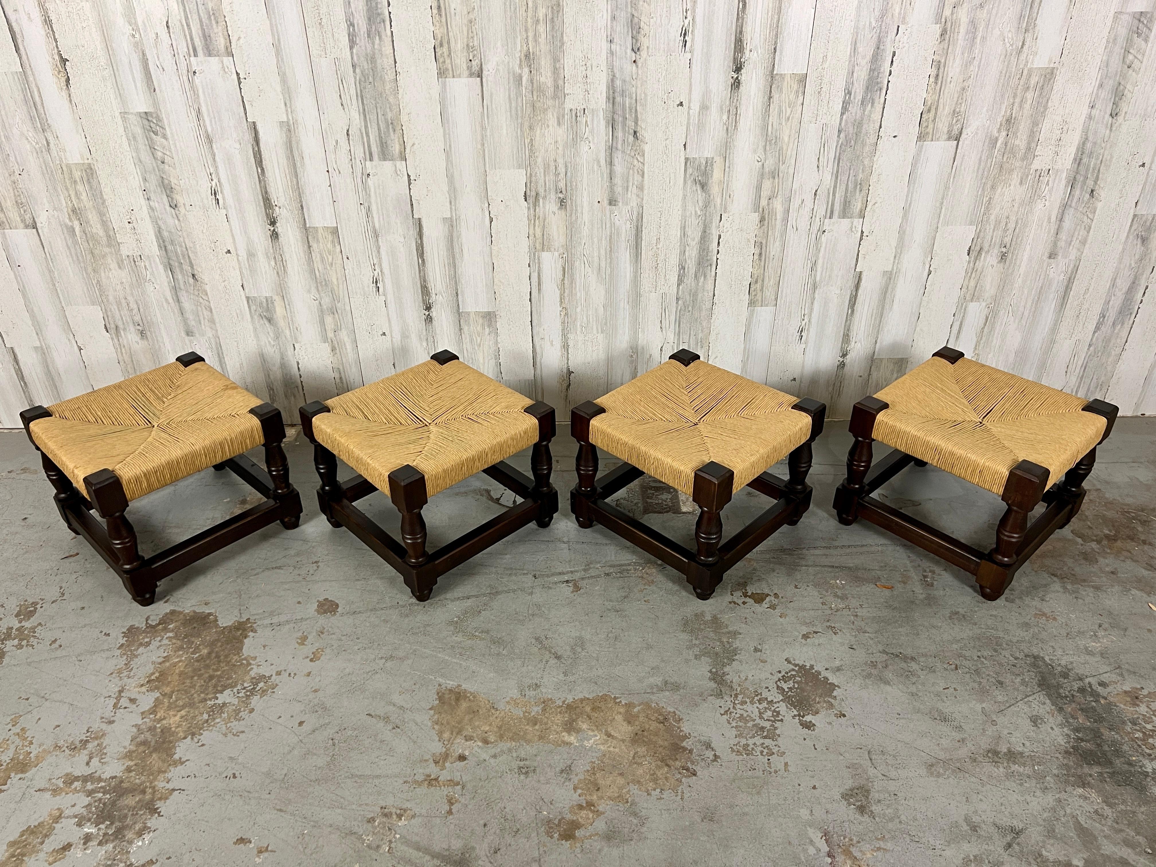 20th Century Set of four Woven Rush Stools  For Sale
