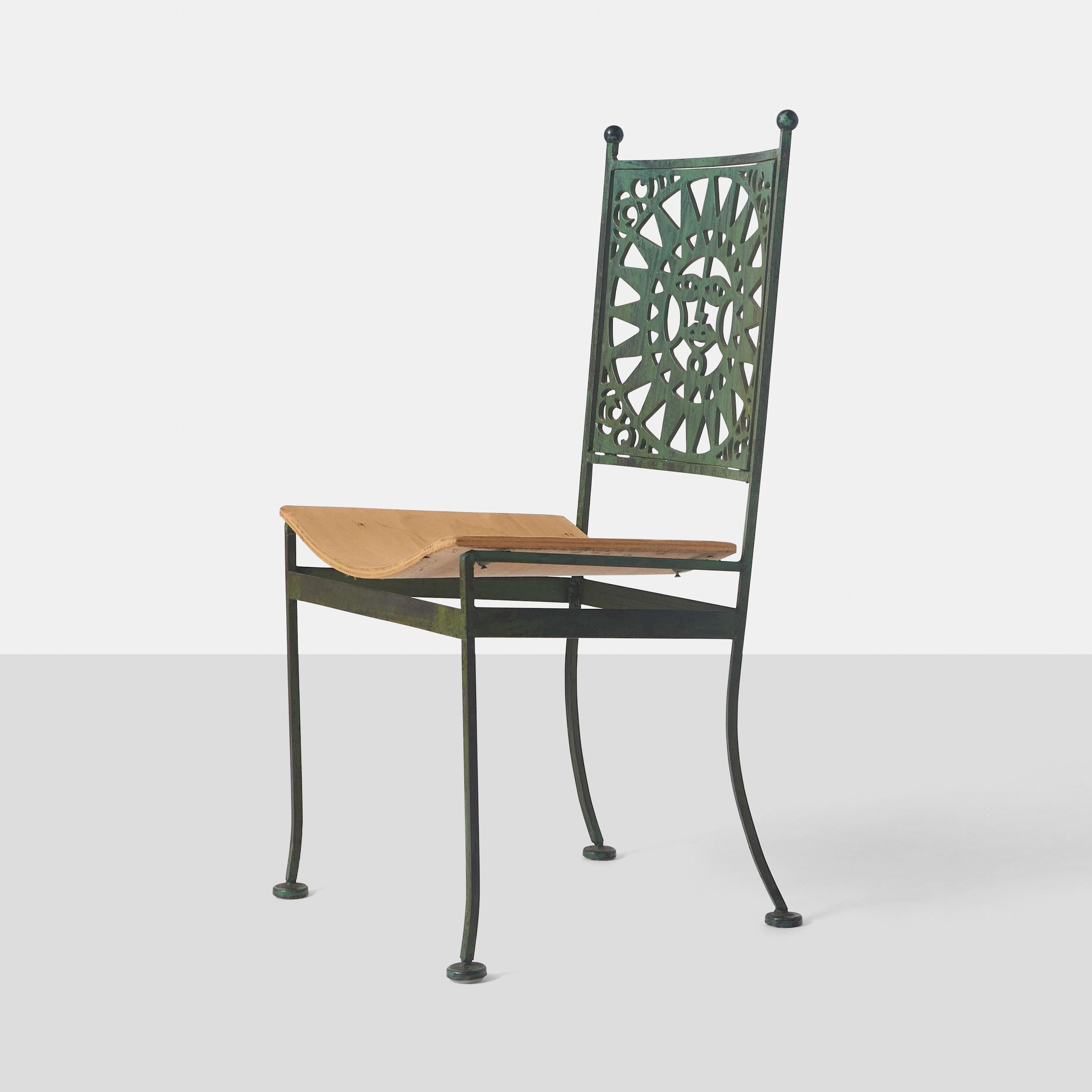 Modern Set of Four Wrought Iron Chairs by Arthur Umanoff