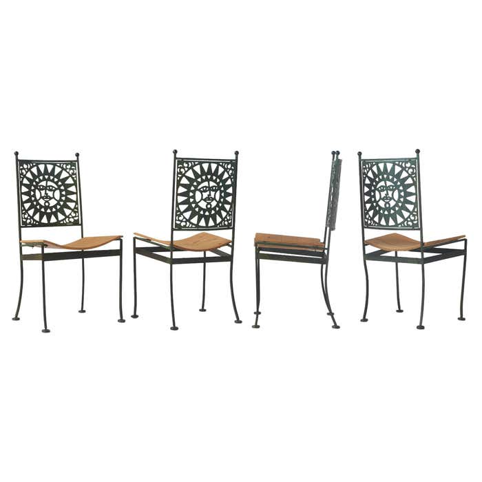 Set of Four Wrought Iron Chairs by Arthur Umanoff For Sale at 1stDibs